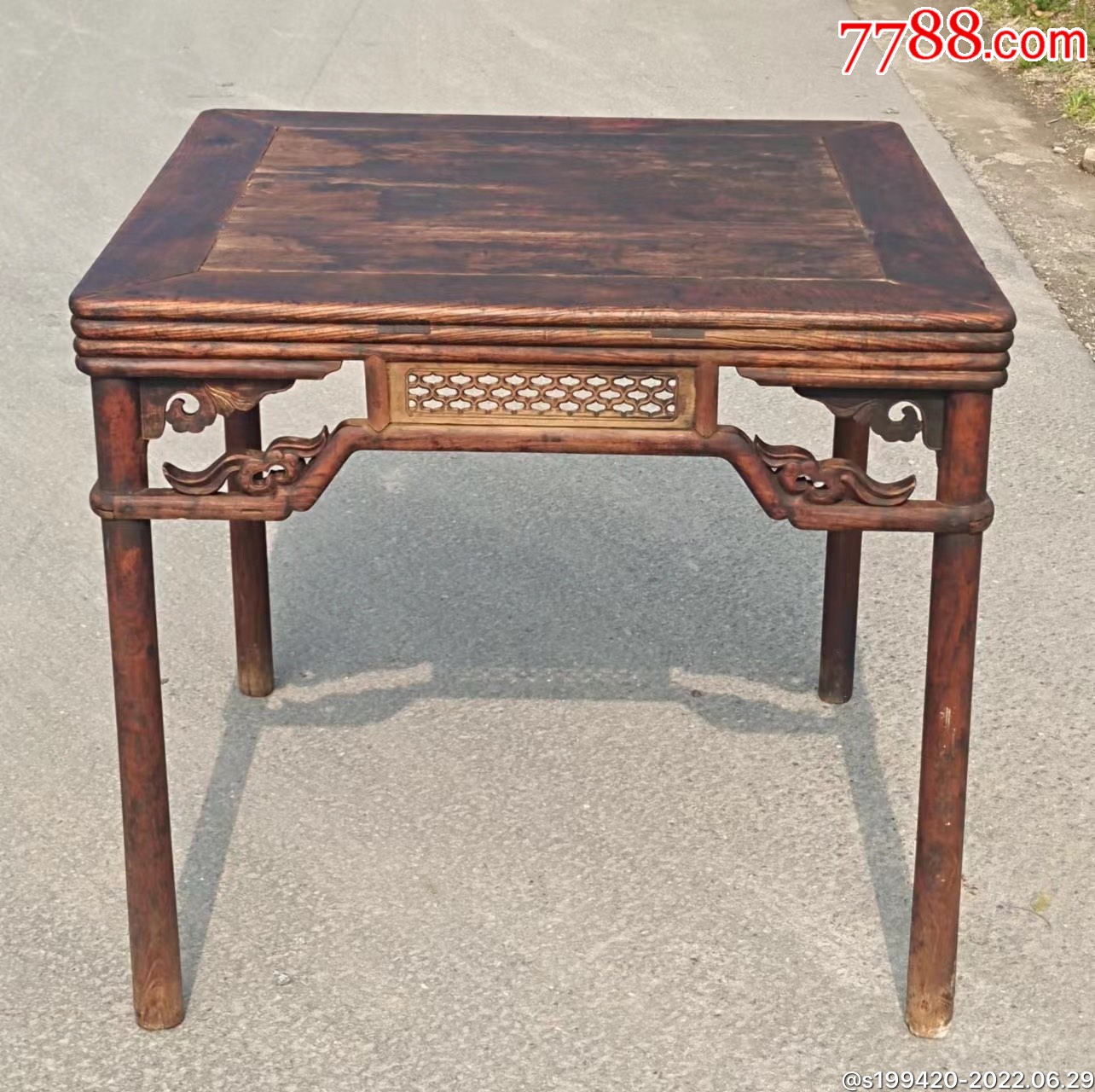 清代榆木八仙桌全品牢固尺寸如图