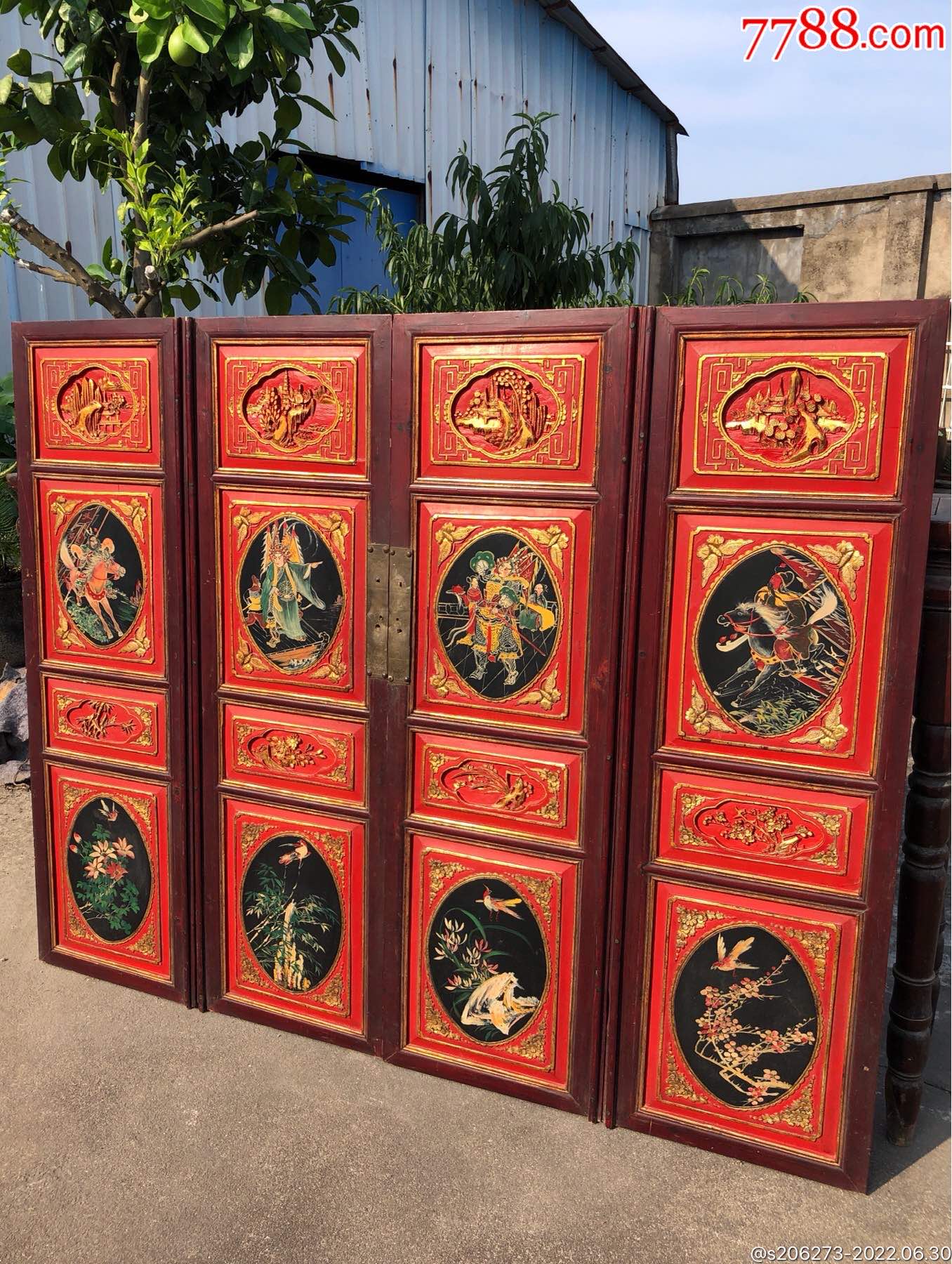 民国老木雕描画挂屏一套-价格:1200元-se87970566-木雕花板-零售-7788木艺