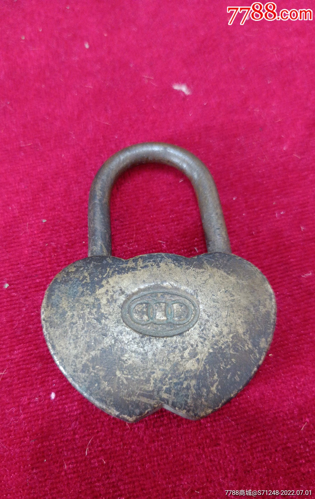 罕见的民国永结同心新婚夫妻婚庆特制三环铜锁,品相完好正常_铜锁/铜
