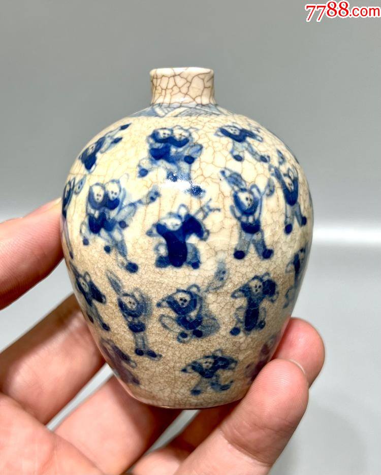 清代百子图青花罐_青花瓷_图片收藏_回收价格_7788老照片