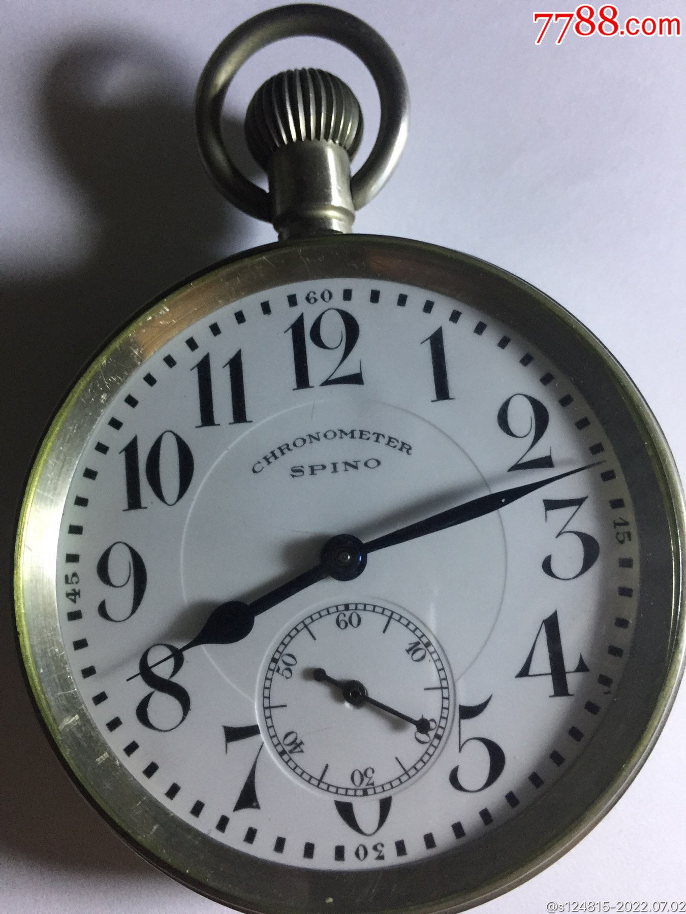 明面瑞士白铜大个怀表