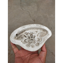 建筑装饰类;瓦当模具一个动物图案猫头石膏质