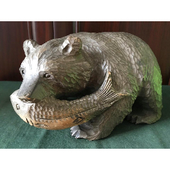 日本北海道特产.一木雕熊-木雕摆件-7788收藏