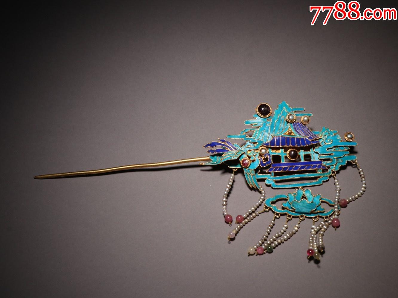 银鎏金点翠飞鸟入仙境发簪_银簪/银钗_图片欣赏_收藏价值_7788年历卡