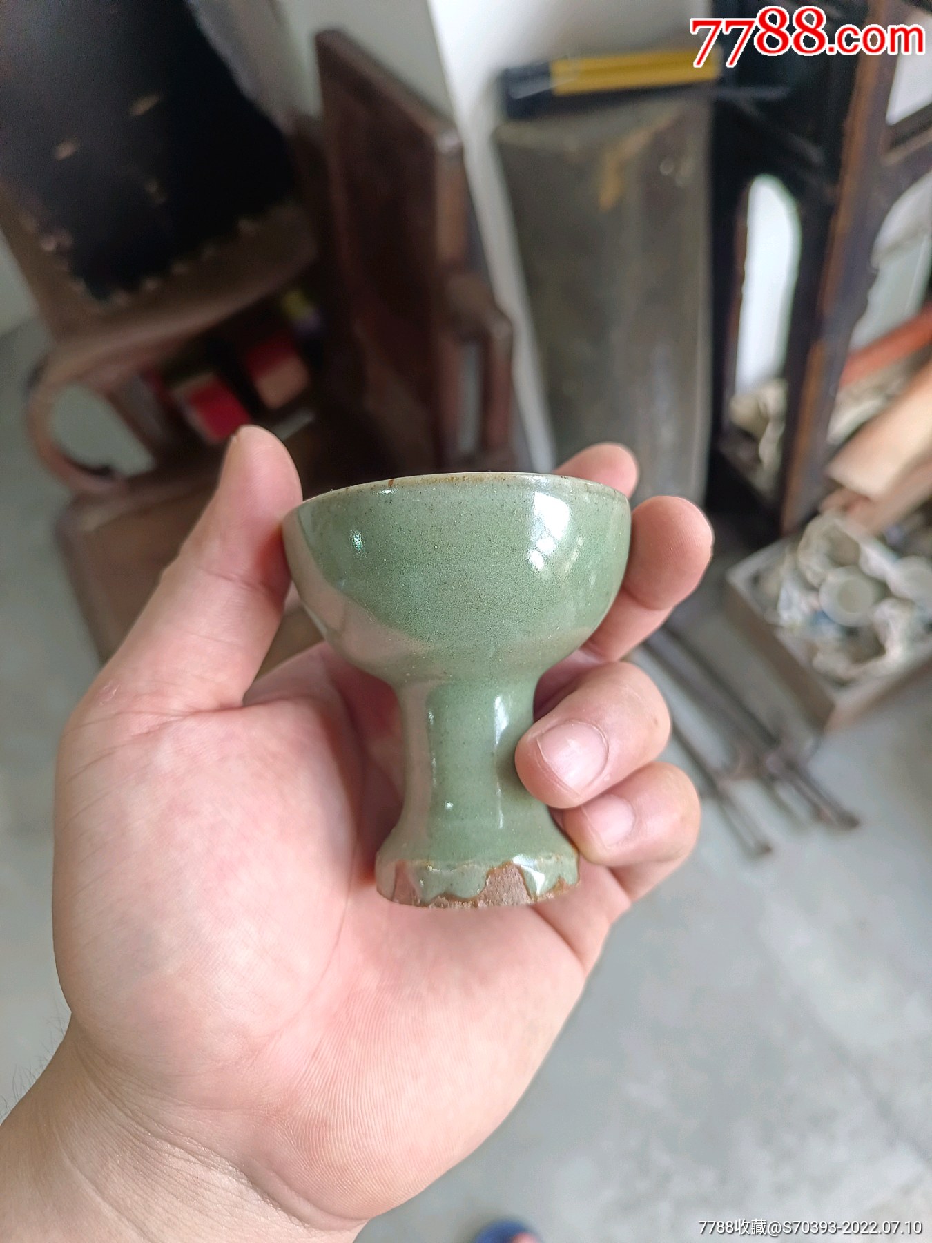 明代龙泉杯龙泉高足杯,品相如图_青瓷/秘色瓷_产地图片_收藏价值_7788