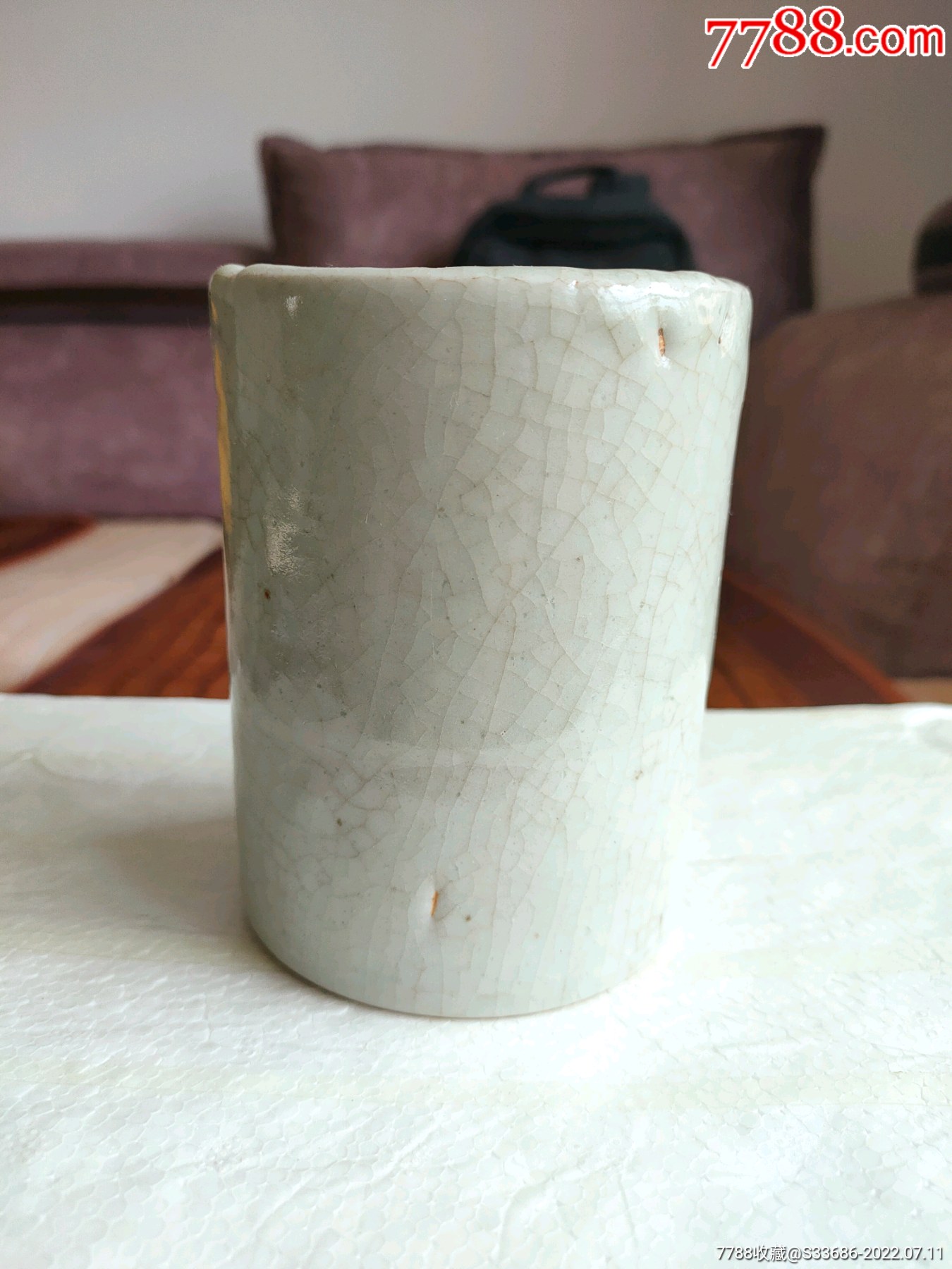 中国 清時代 哥釉壺 送料込み0807 明代哥釉笔筒-青白瓷/影青瓷