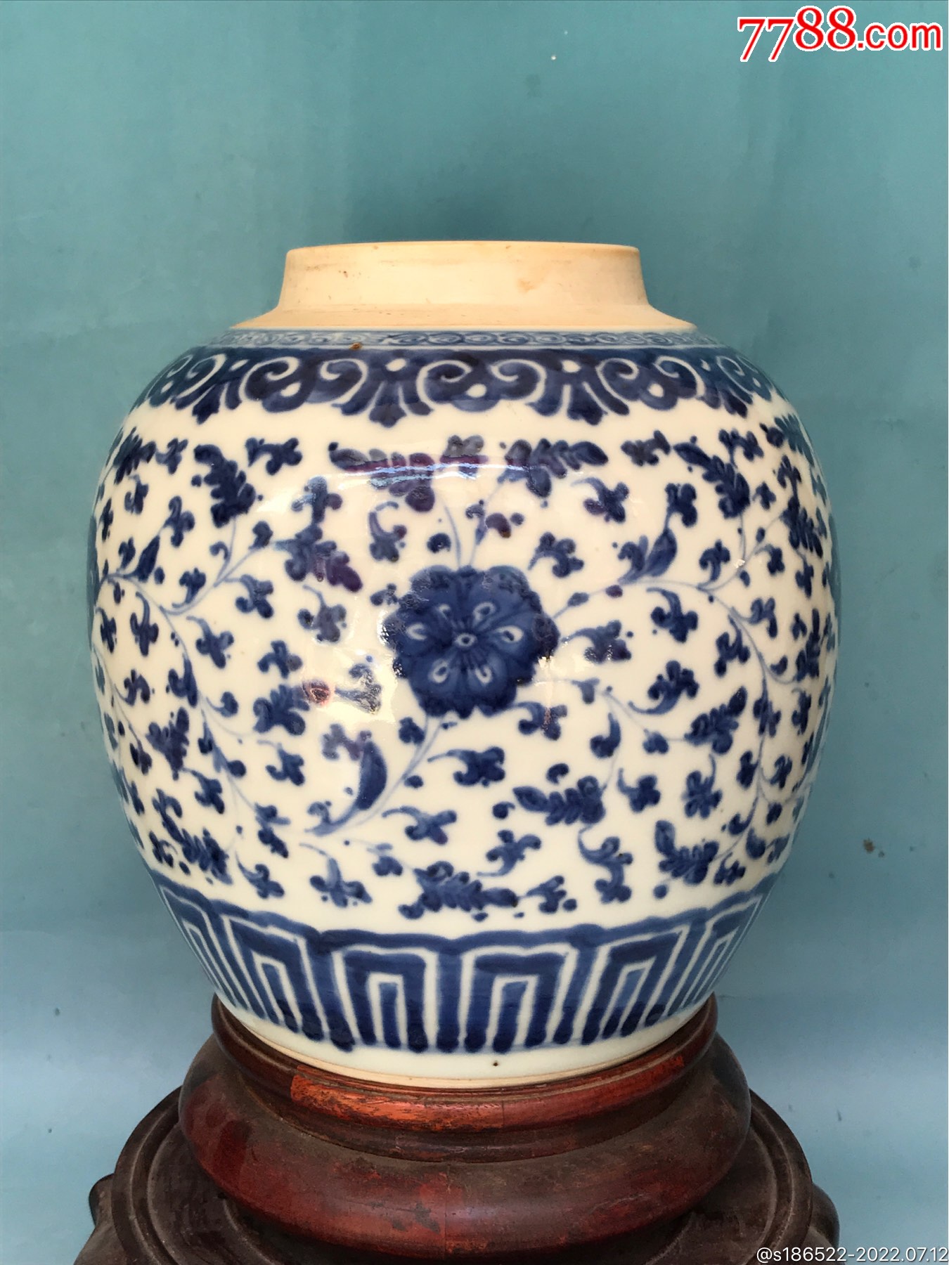 雍正青花缠枝莲罐_青花瓷_字体图片_收藏价格_7788印章收藏