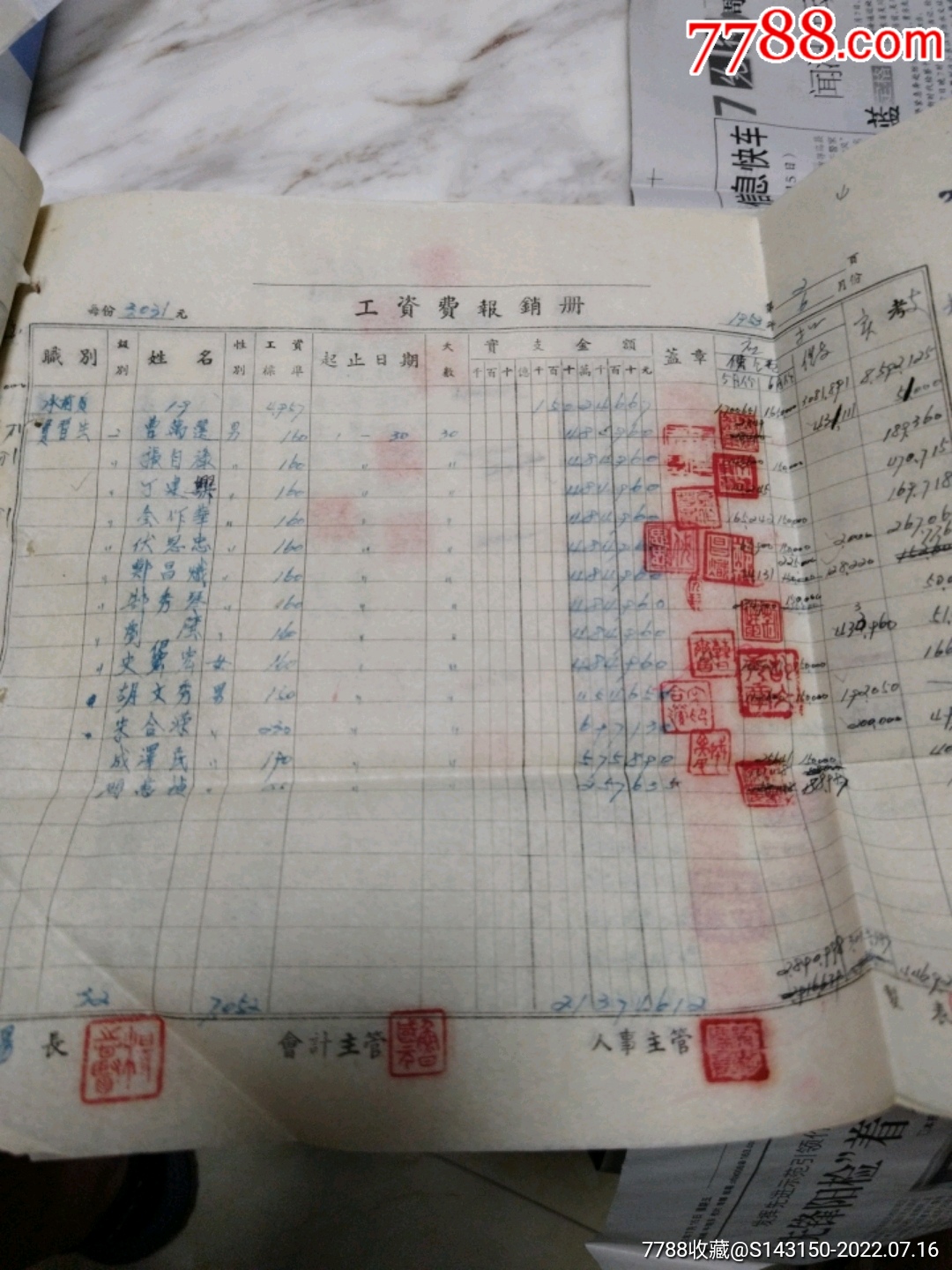 50年代初兰州地区公务员工资表（大面值）一套。_其他单据/函/表_第11张_7788期刊网