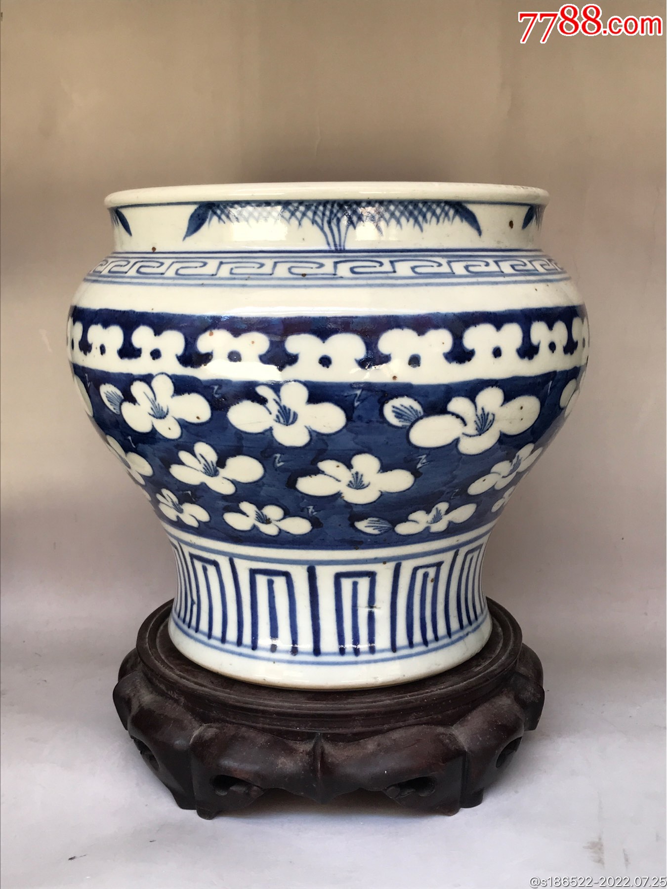 清代冰梅纹画缸-价格:3800元-se88458909-青花瓷-零售-7788酒标收藏