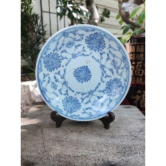 清代青花缠枝莲纹全品盘-青花瓷-7788旧书网