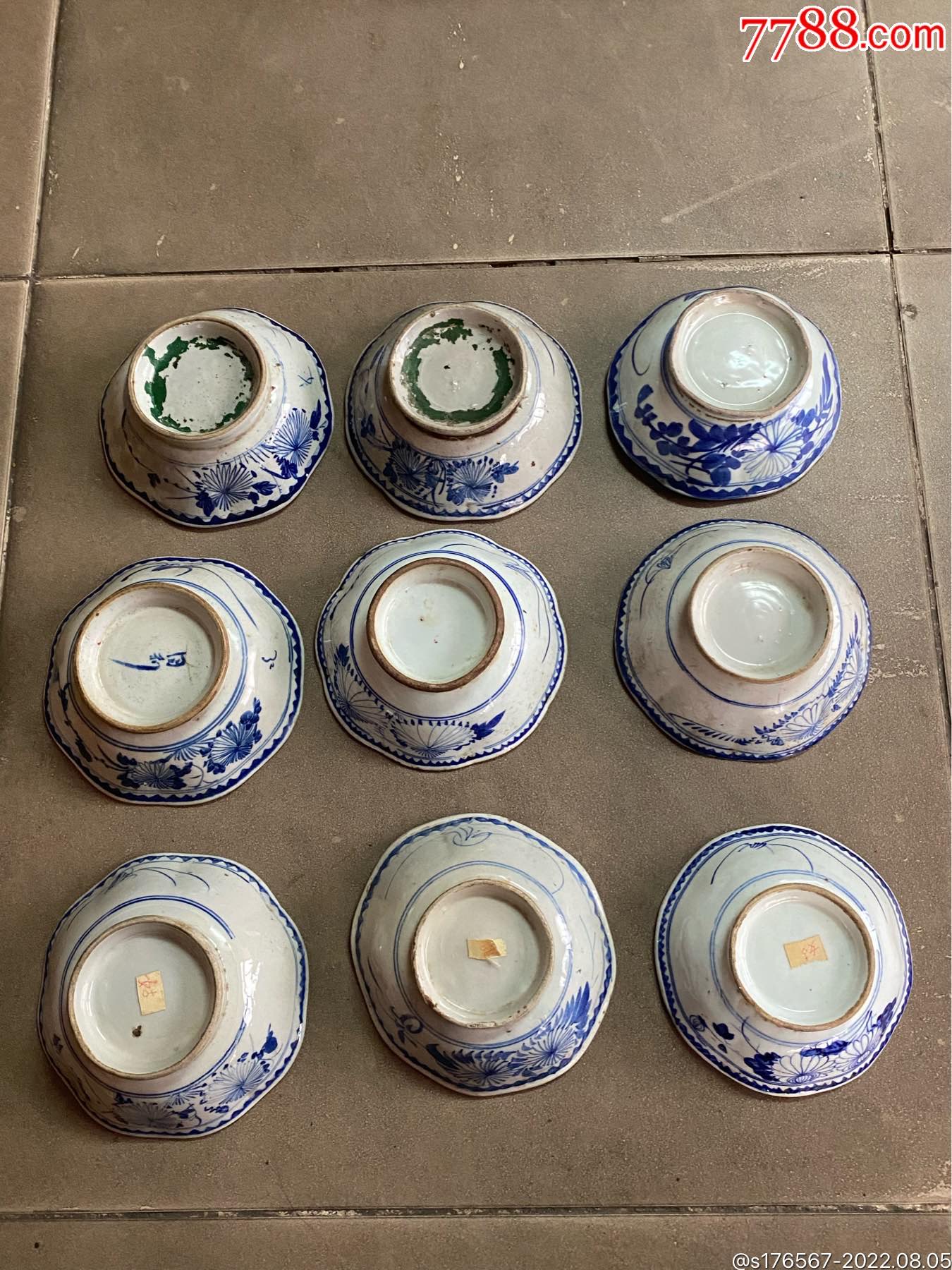 九个民国八角碗-价格:188元-se88665561-碗/盘/碟-零售-7788黄河石