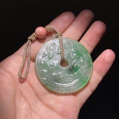 翡翠a货鹦鹉玉佩老翡翠雕件古玉老玉老翡翠阳绿挂件