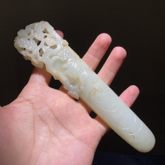 和田玉白玉古琴包袱式书镇古玉老玉老和田玉玉琴梅桩玉书镇文房雅物