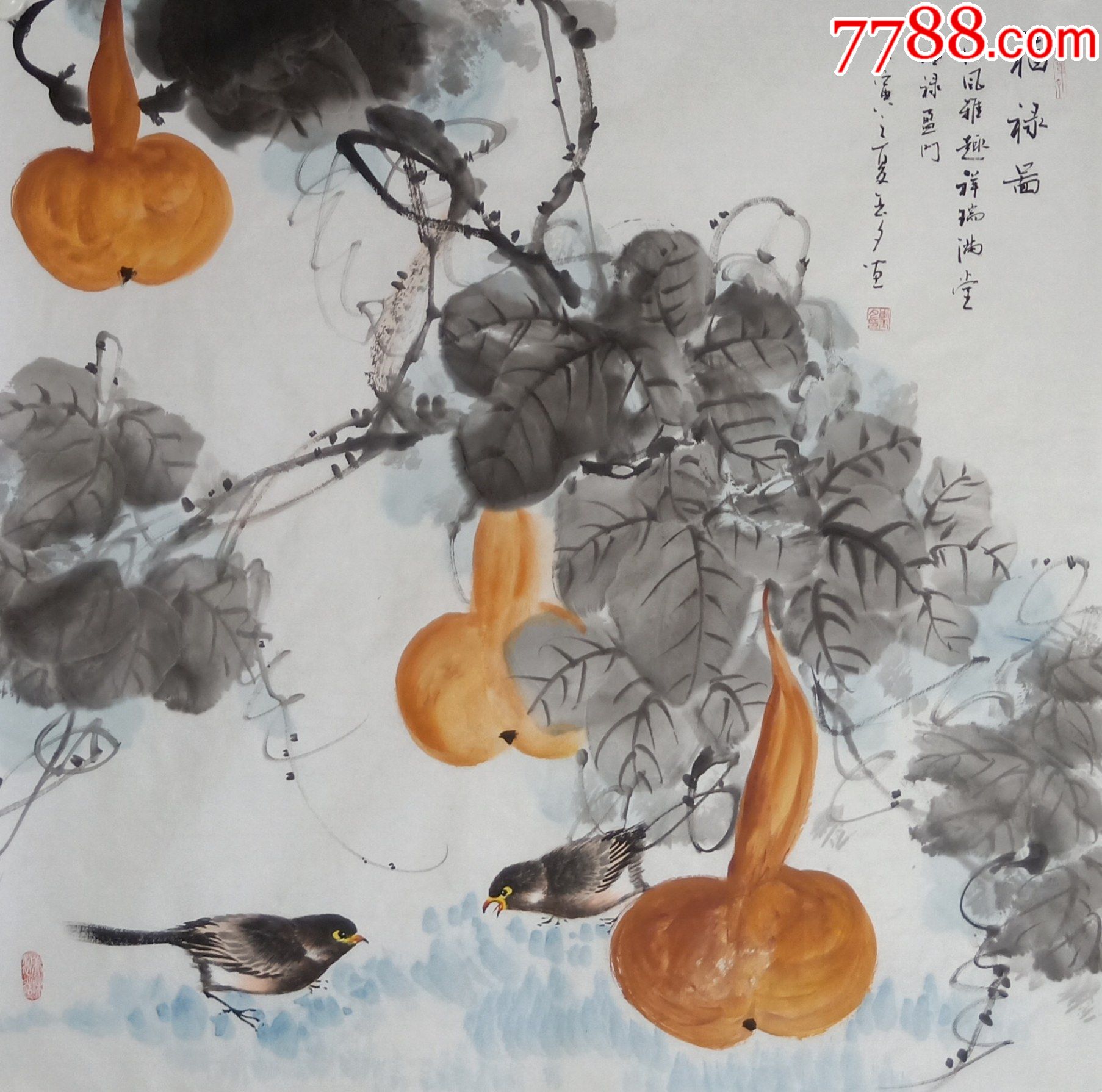 【亦风斋签约画家】国家一级美术师、知名画家李玉夕松作品:福禄图_花鸟国画原作_亦风斋书画【7788收藏__收藏热线】