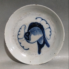 民国二十七年款青花鱼盘