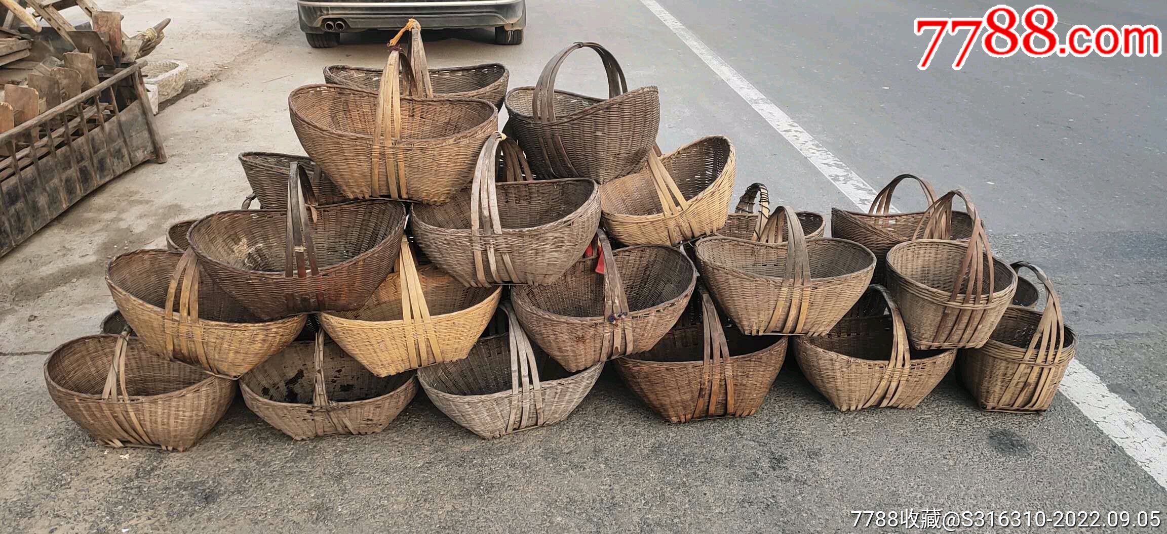 纯手工编制的竹篮,竹筐,一代农耕文化传承展示展览-竹篮/竹筐/竹盒-7788收藏