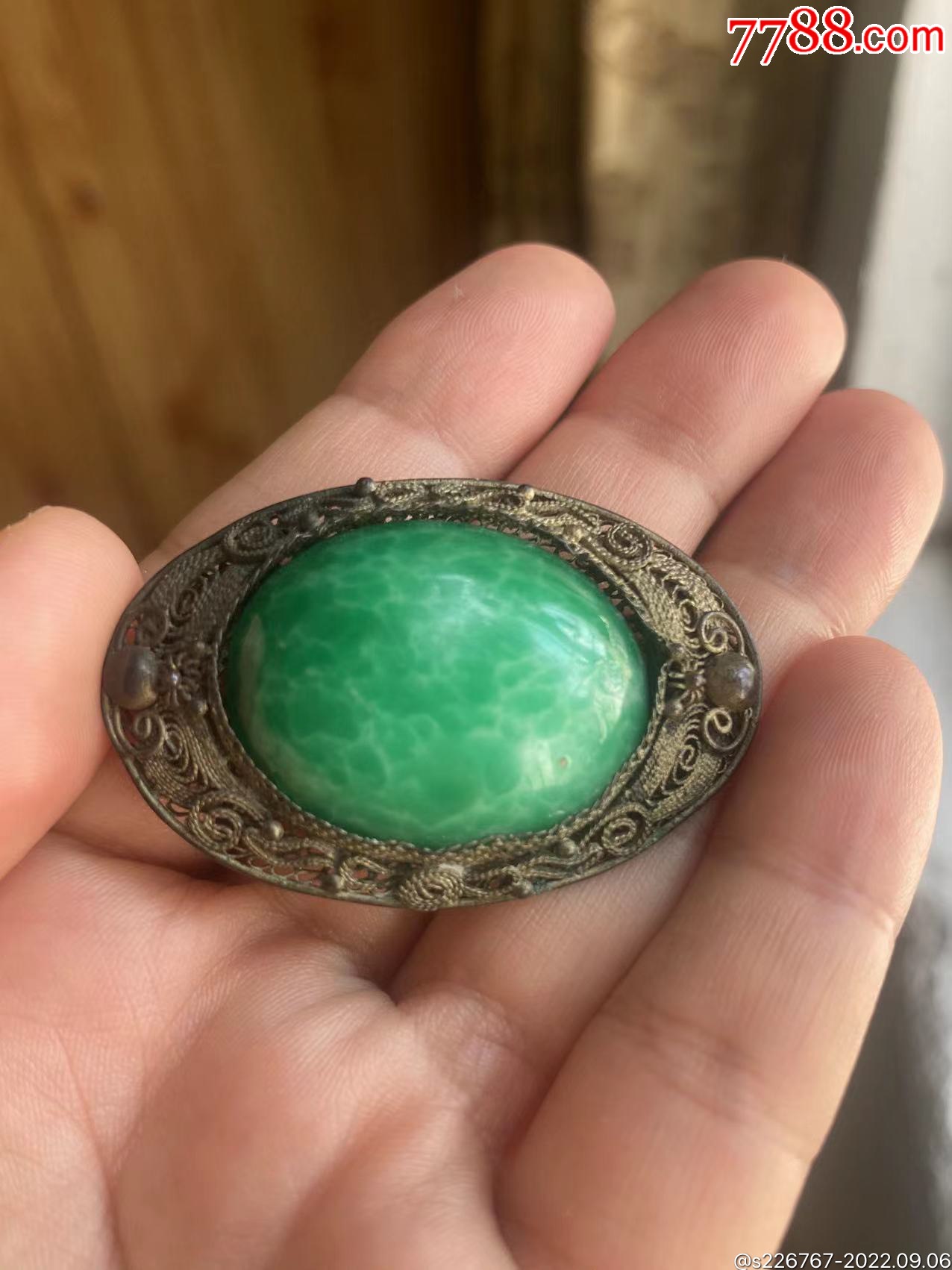 民国青蛙皮老琉璃胸针-胸花/胸针-7788集邮卡