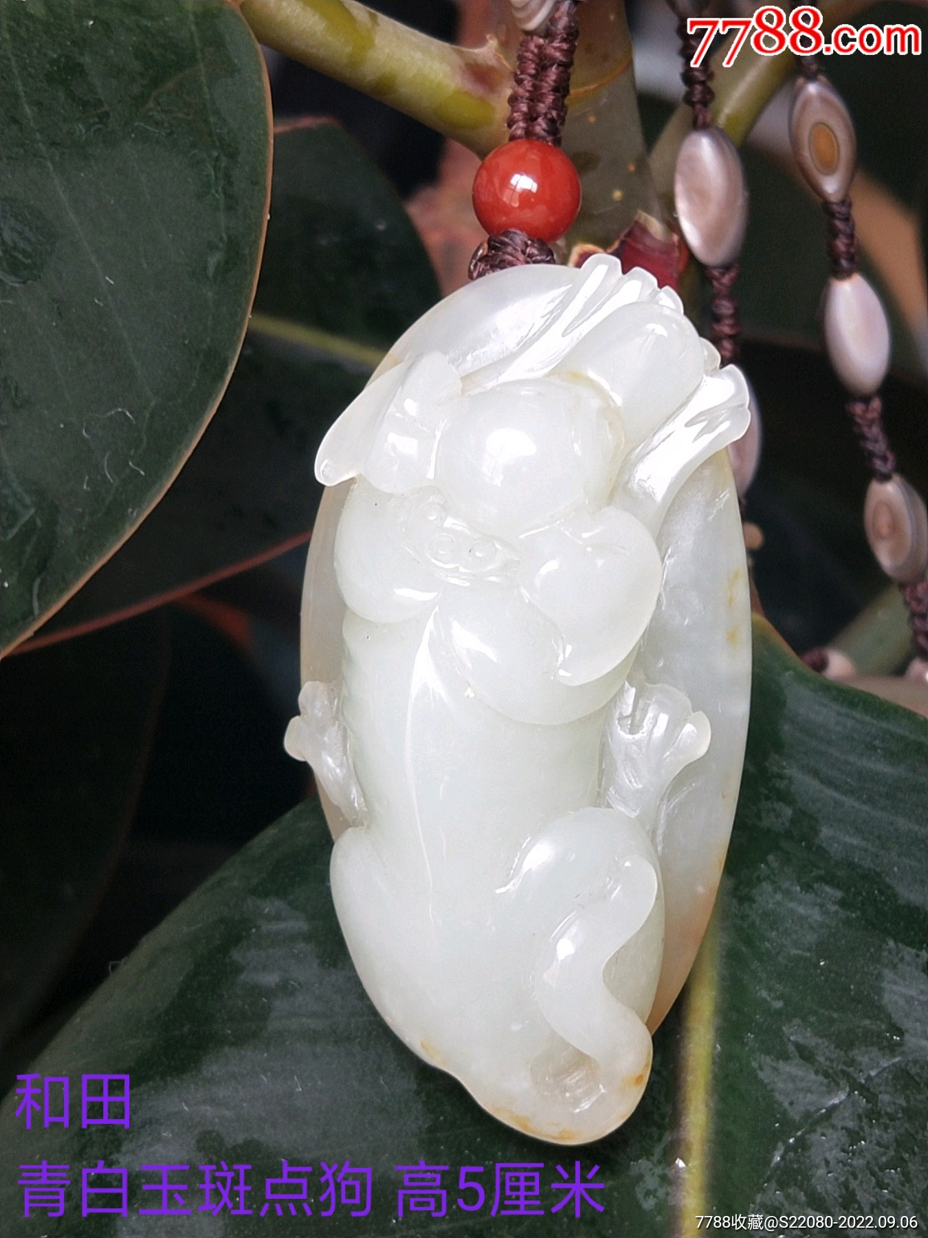 和田青白玉斑点狗挂坠-和田玉-7788旧书网
