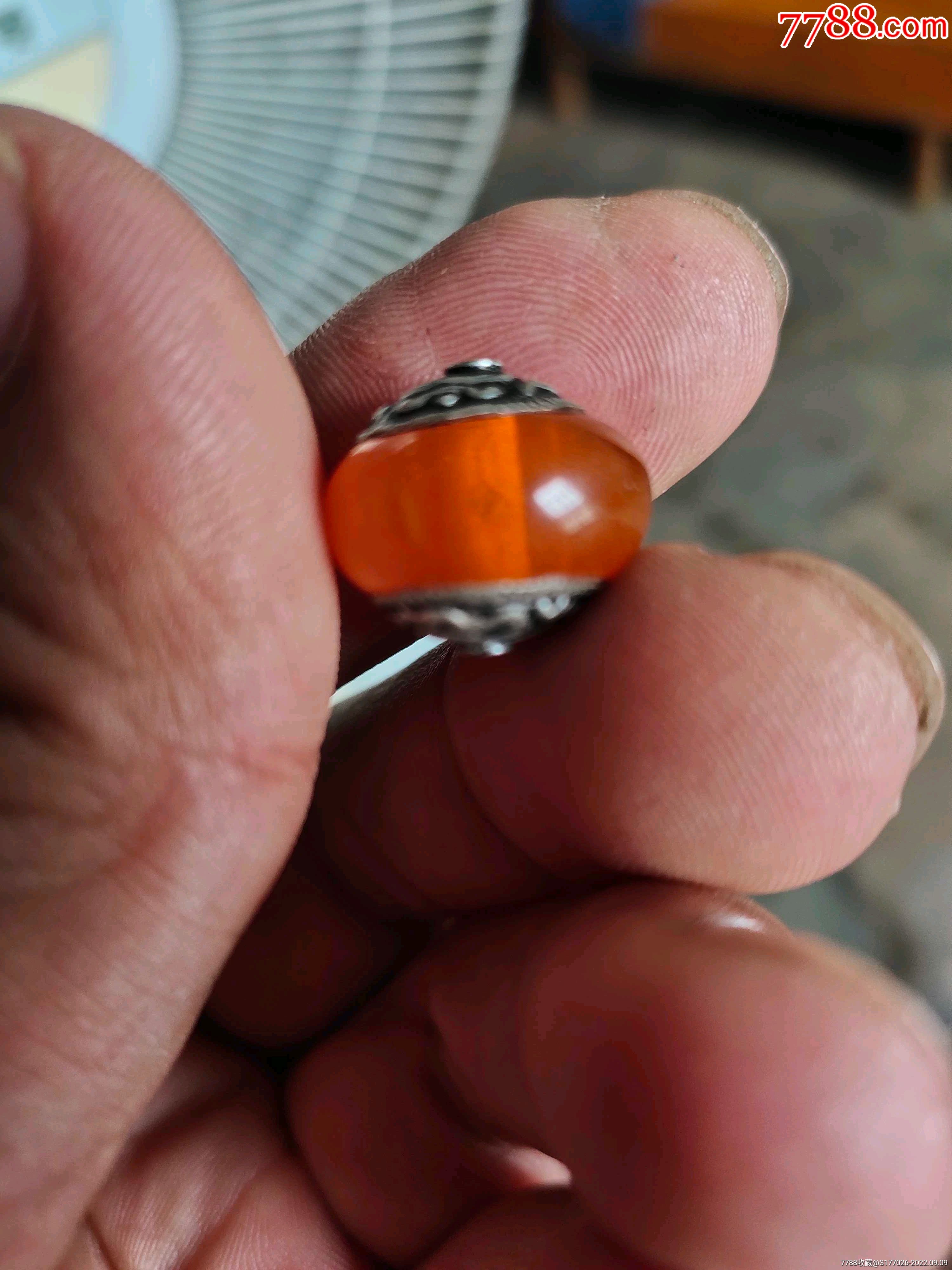 清代藏传老蜜蜡包银珠子-蜜蜡-7788黄龙玉