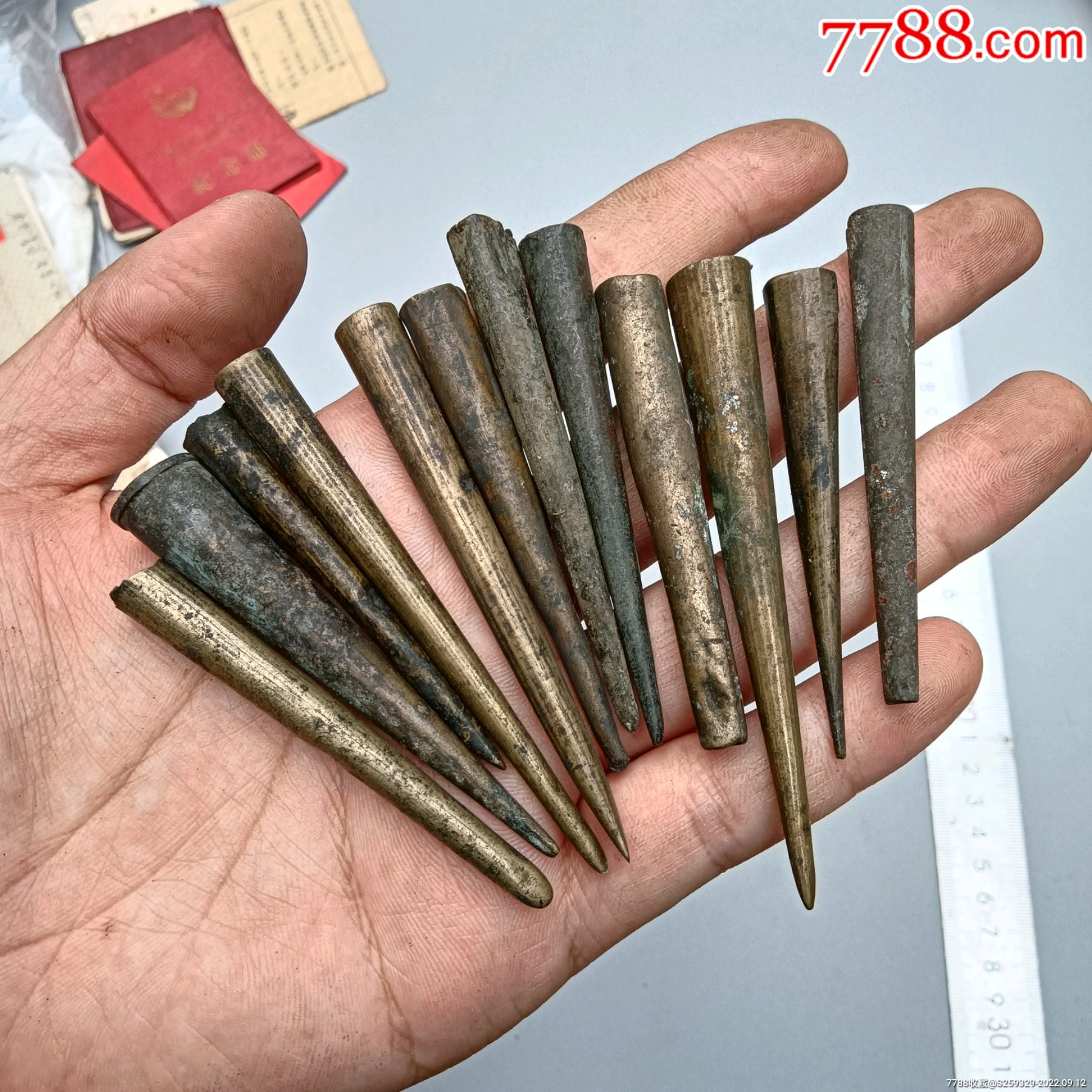 清代时期毛笔铜笔帽一组12个_铜杂件_图片鉴赏_收藏价值_7788古籍收藏