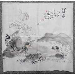 名家山水画扇面，孙文忠_山水国画原作_常来常往书屋【7788旧书网】