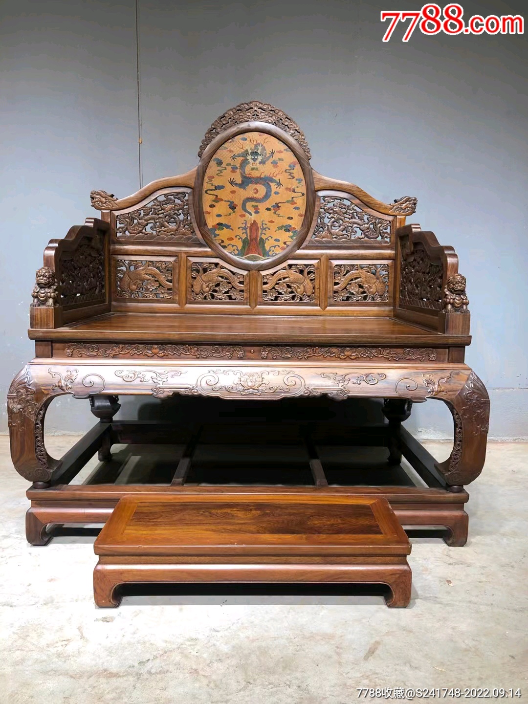 清代海南黄花梨老家具清代海黄宝座古董传世二手黄花梨木器老家具_木
