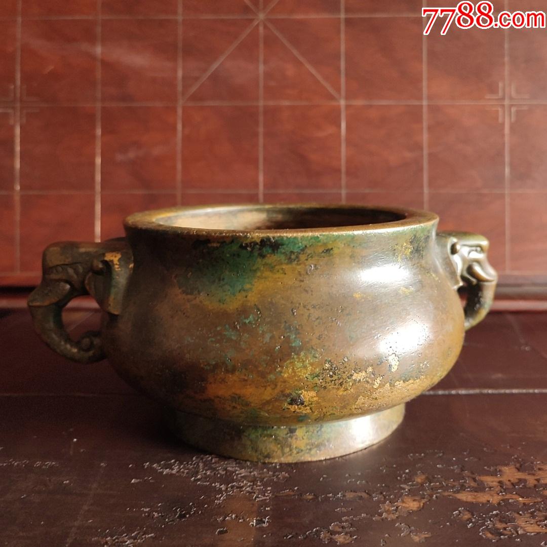 清代象耳铜香炉_铜炉_图片鉴赏_收藏价值_7788青瓷收藏