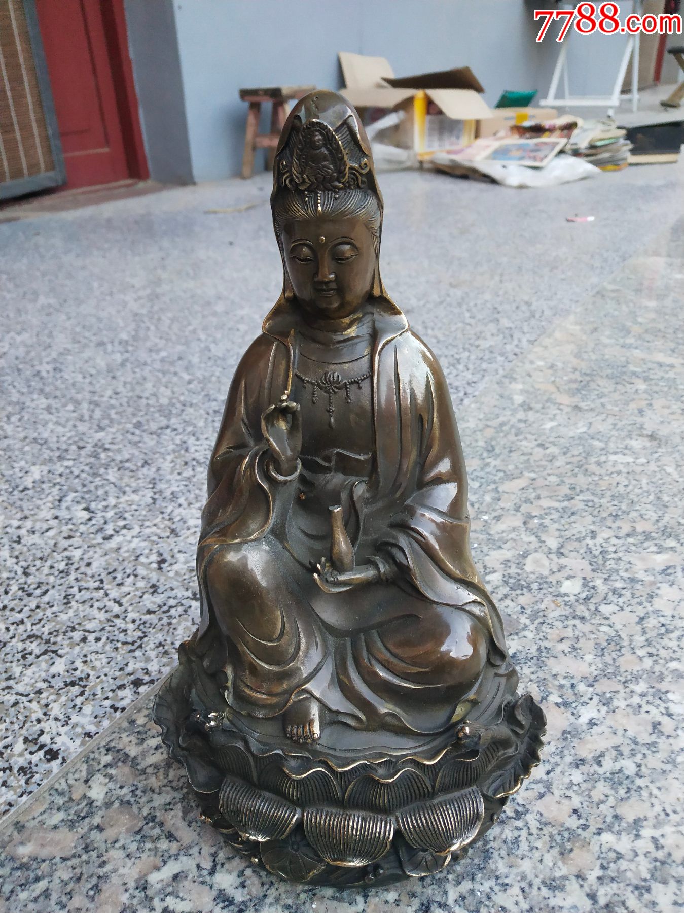 佛像造像;铜佛像观音一尊底款{乾隆年制}_佛像/造像_图片收藏_回收