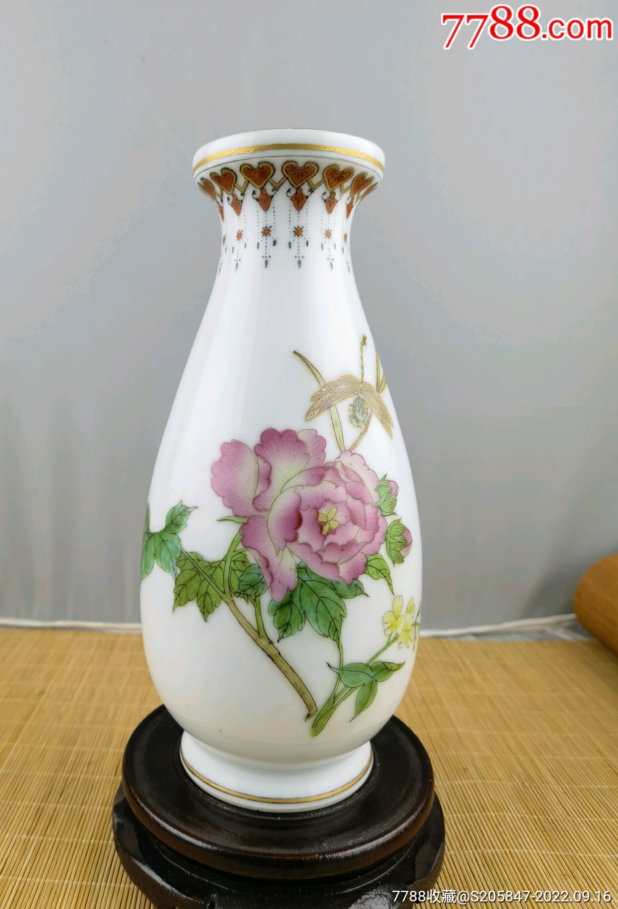 567厂货原艺术瓷厂粉彩国花牡丹花瓶_彩绘瓷/彩瓷_产地图片_收藏价值