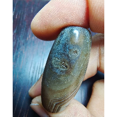 6944缠丝玛瑙蓝沁扁珠老勒子