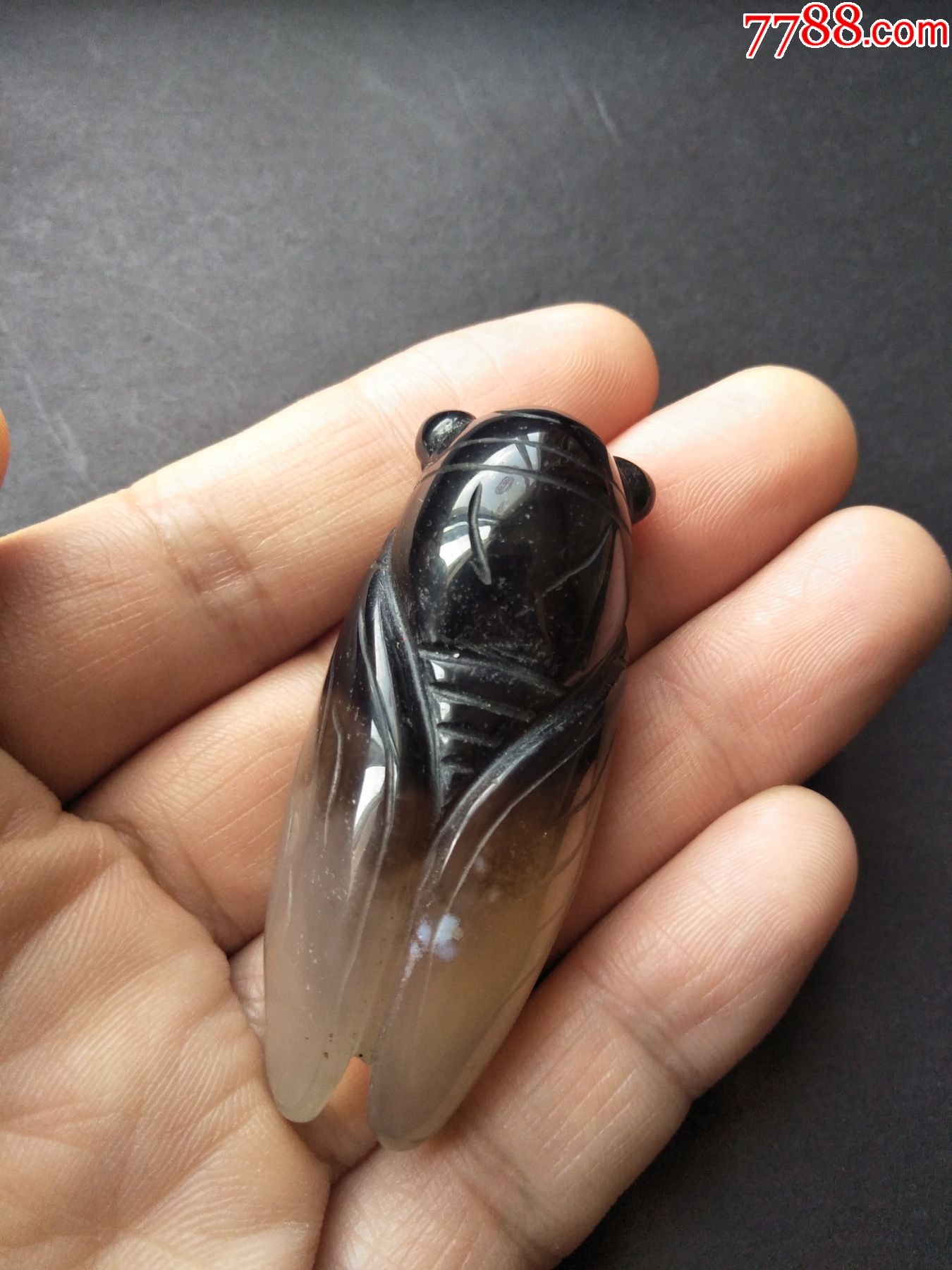 天然黑白玛瑙挂件吊坠:大知了/蝉-价格:33元-se89487137-玛瑙-零售