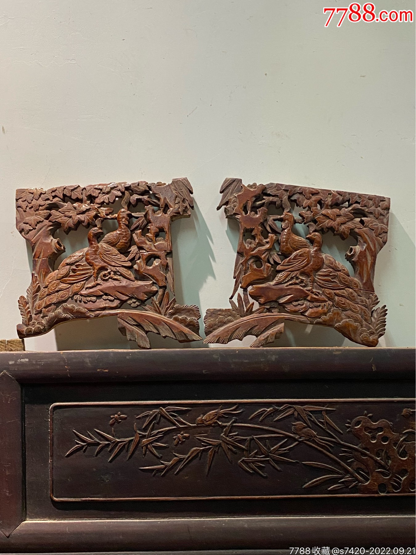 特价,精工老木雕,孔雀开屏一对_木雕花板_图片欣赏_收藏价格_7788连环画