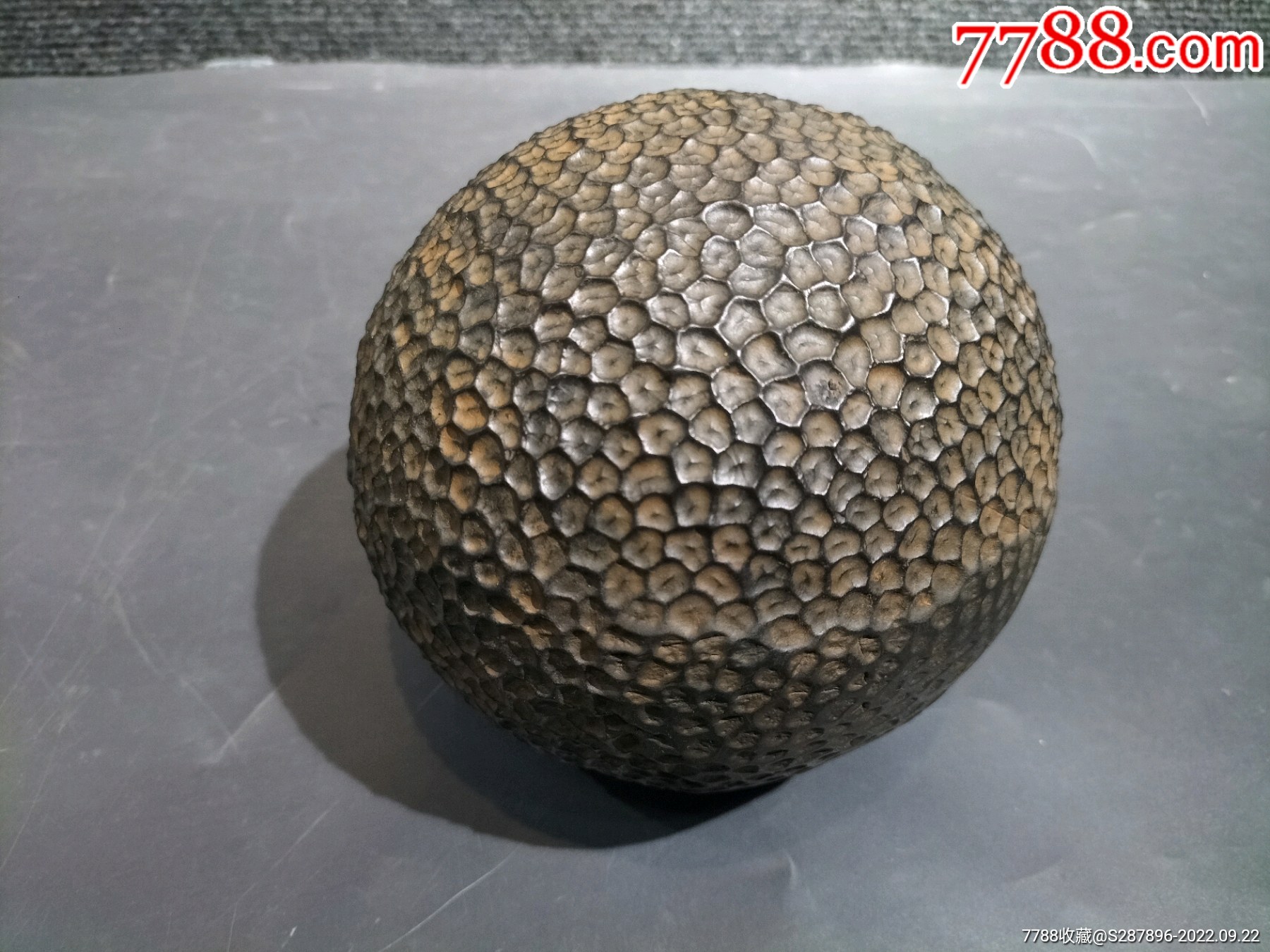 黑石蜂窝状原球石器,奇石陨石类古石器摆件-其他奇石/岩石-7788玲珑石