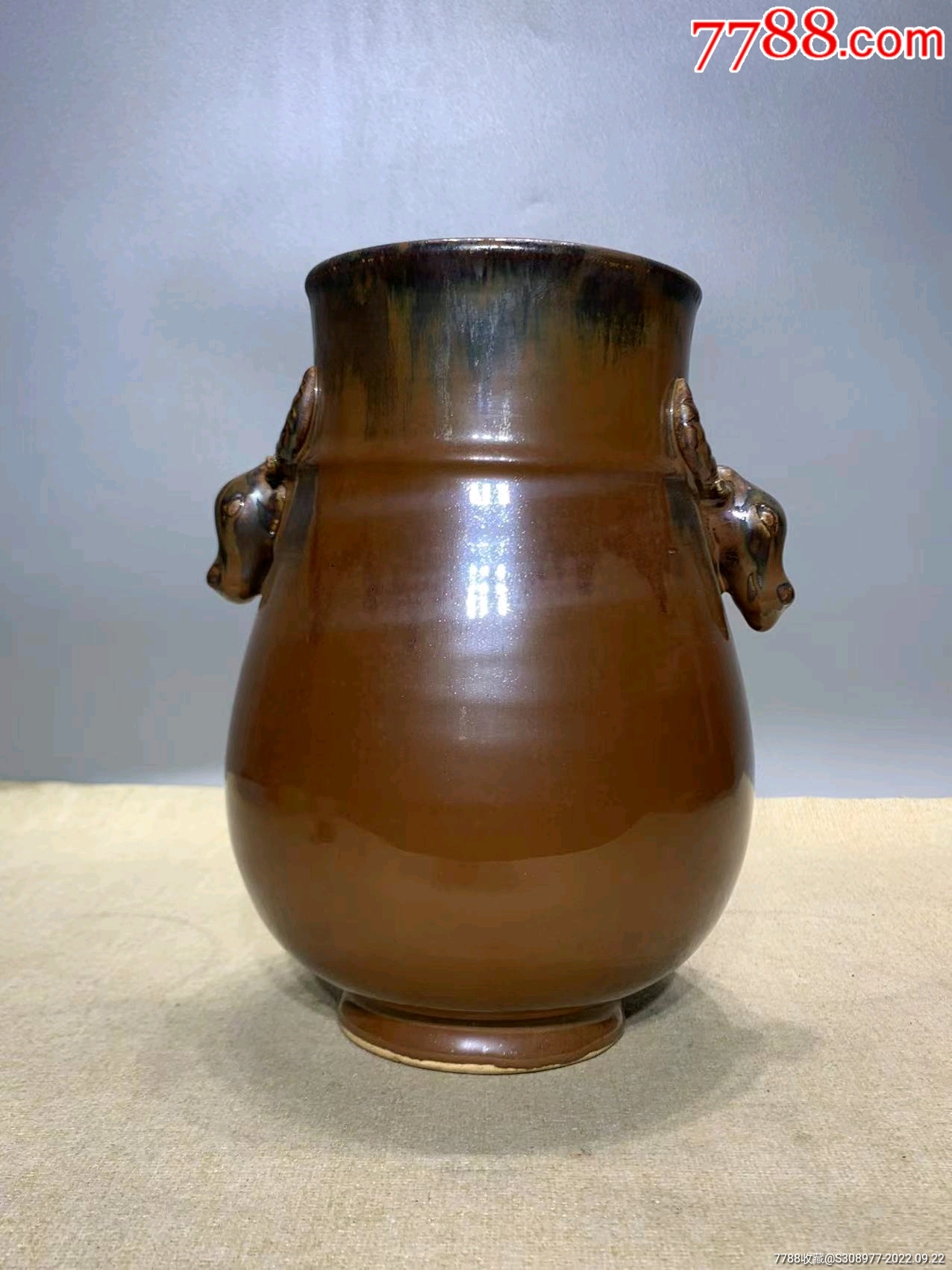 磁州窑紫金釉牛头尊瓶-价格:1200元-se89560785-红釉瓷-零售-7788老歌