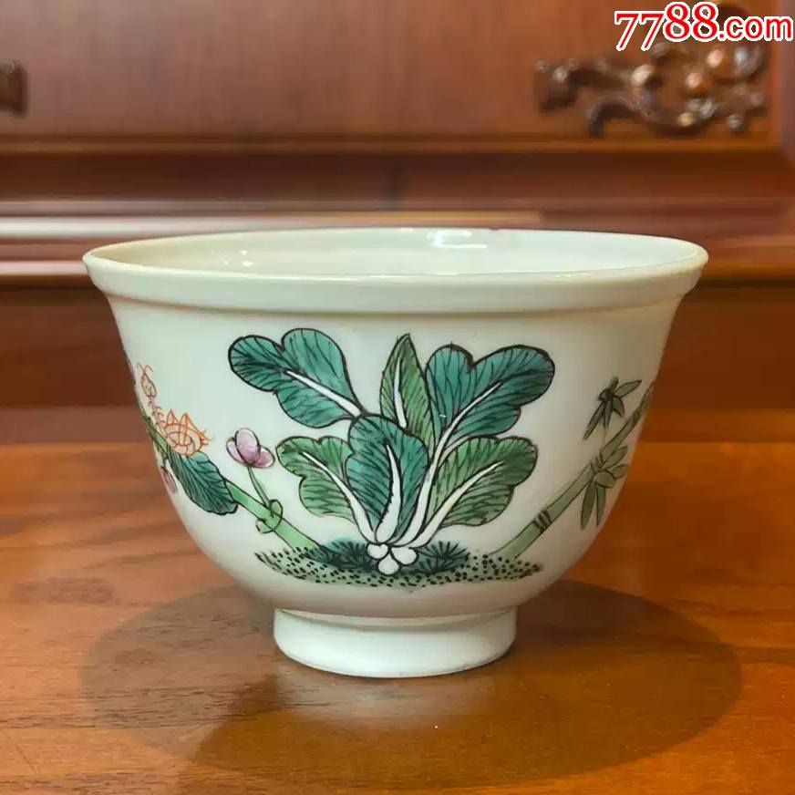 清代粉彩白菜茶碗_彩绘瓷/彩瓷_图片价格_收藏价值_7788铜锁收藏