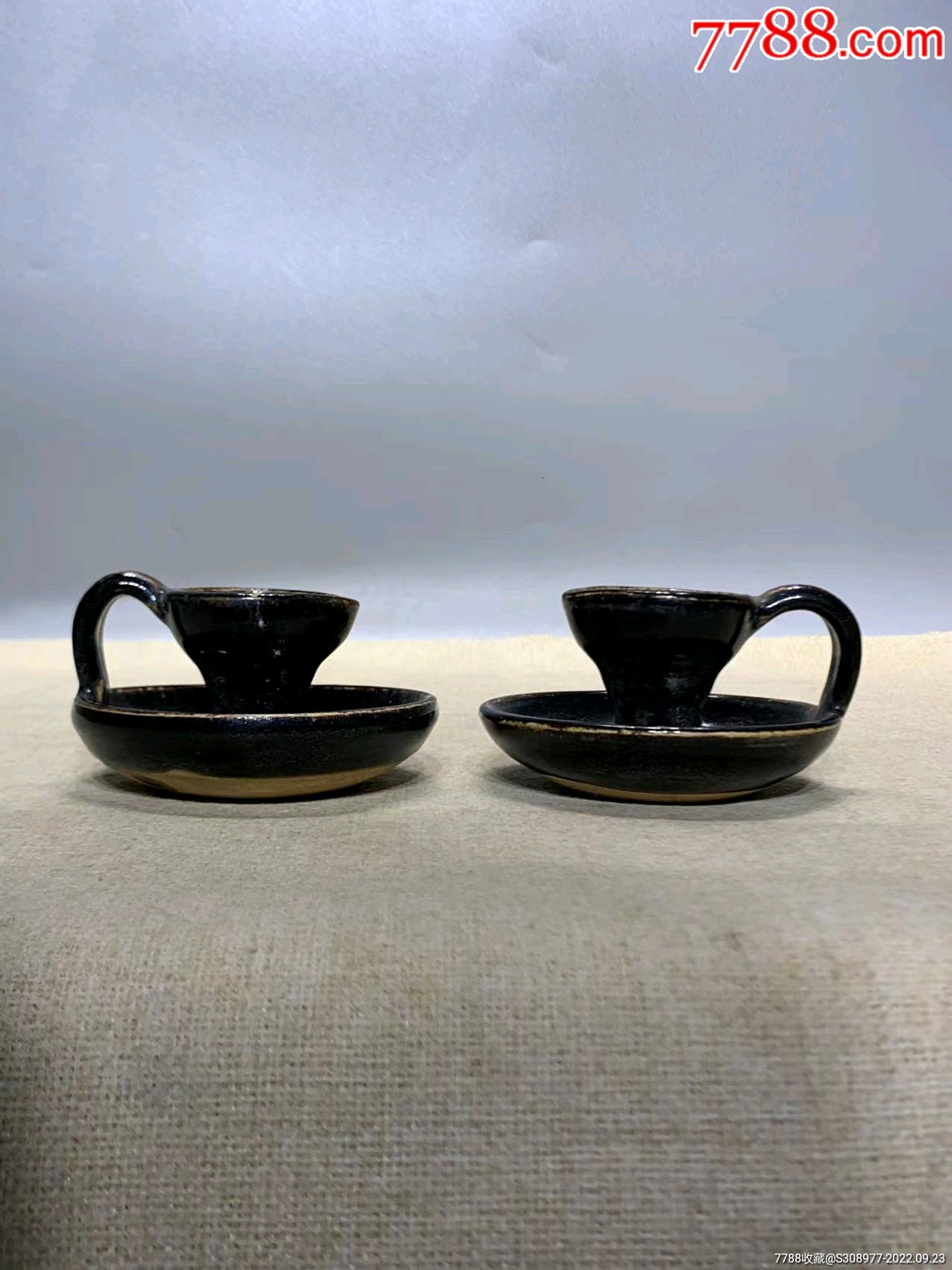 清代黑釉油灯一对_黑瓷/天目瓷_收藏价格_鉴定交易_7788瓷器网