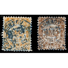 1895年镇江书信馆加盖欠资邮票1分十八连枚（销中英文镇江戳，背在部分 