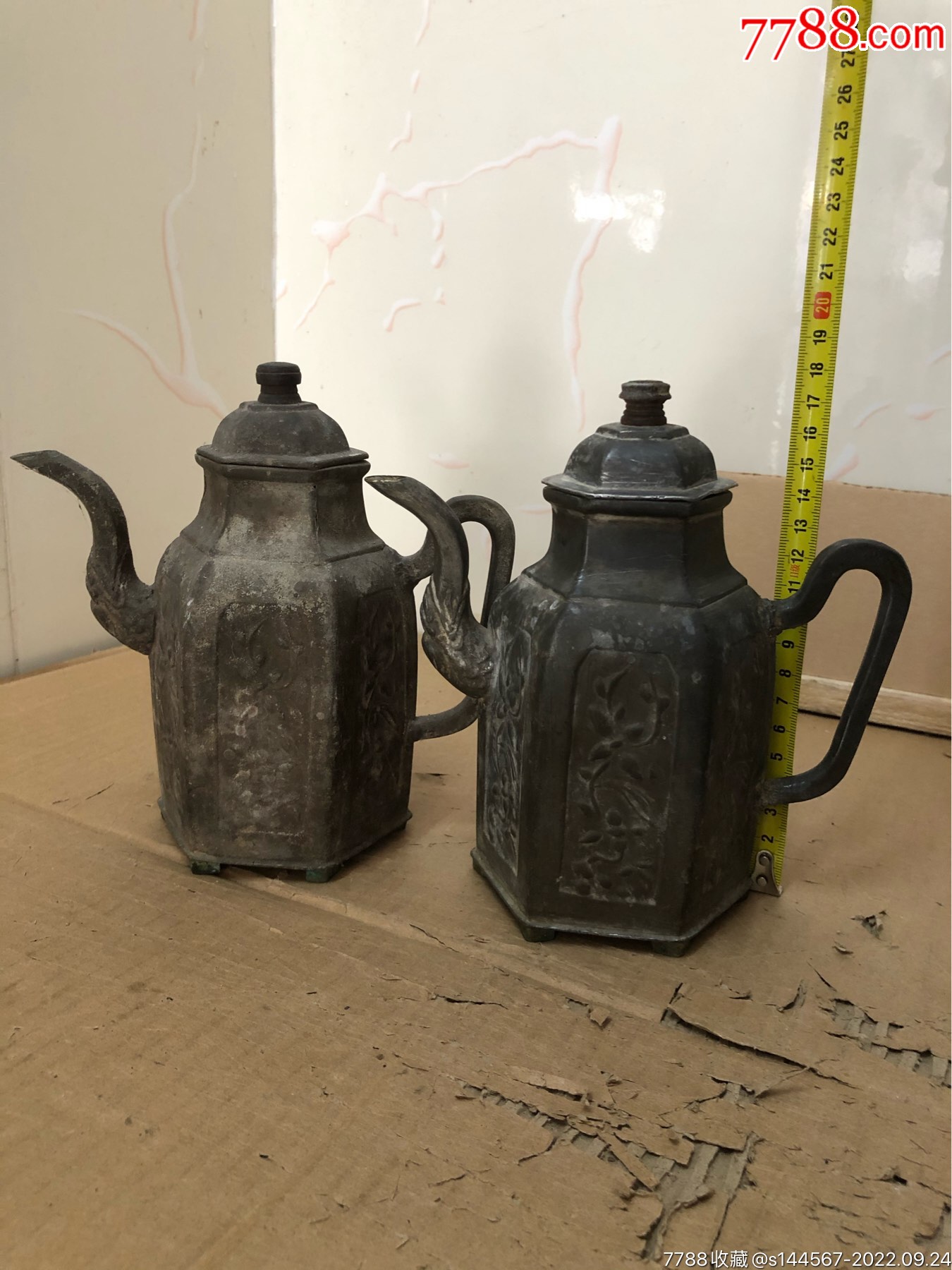 民国高浮雕工艺锡酒壶一对-价格:268元-se89591648-锡壶/锡器-零售