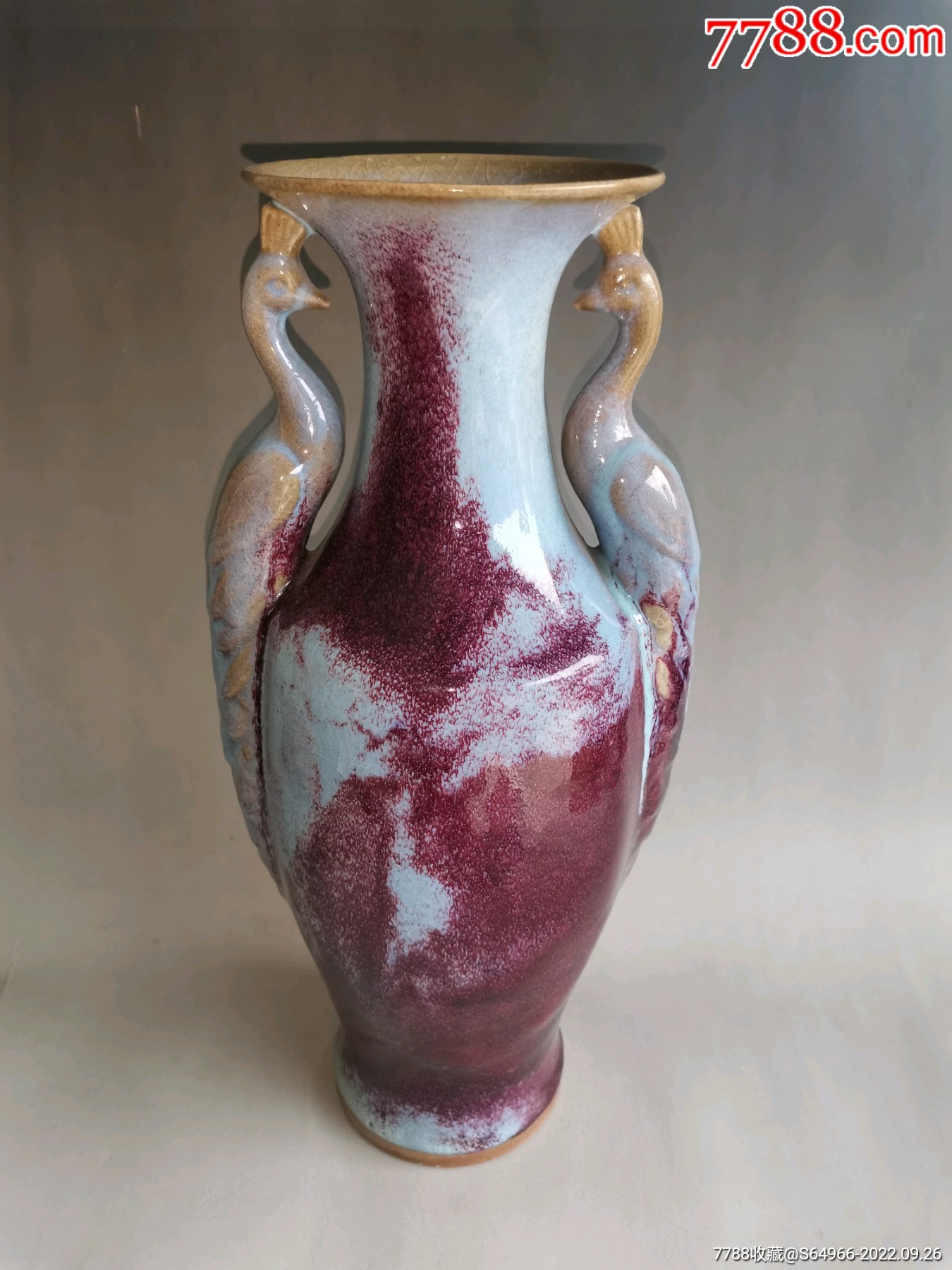 孔家钧窑90年代早期煤烧孔雀_花釉/窑变瓷_品种图片_收藏价格_7788