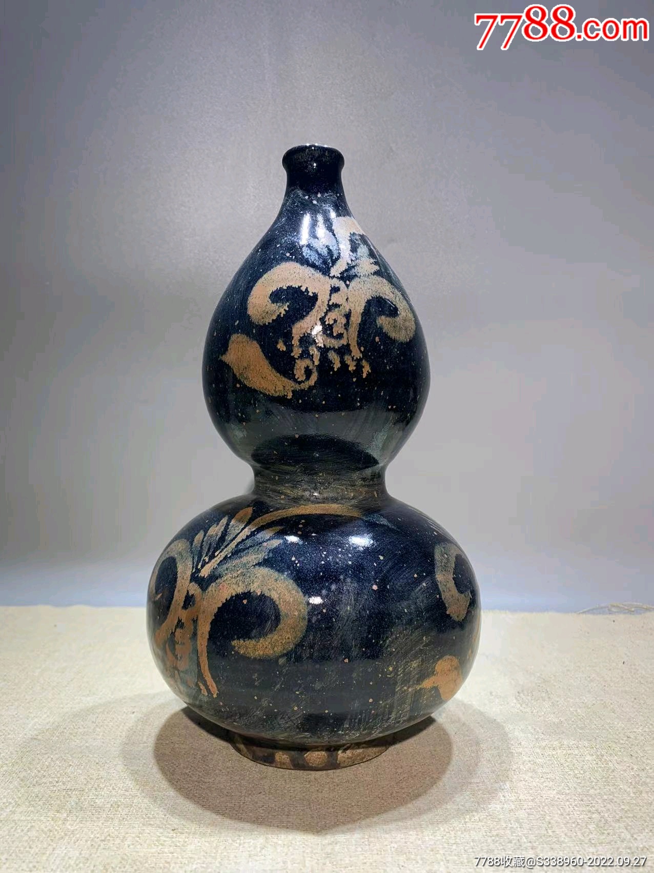 磁州窑铁花葫芦瓶_黑瓷/天目瓷_图片收藏_回收价格_7788老酒瓶