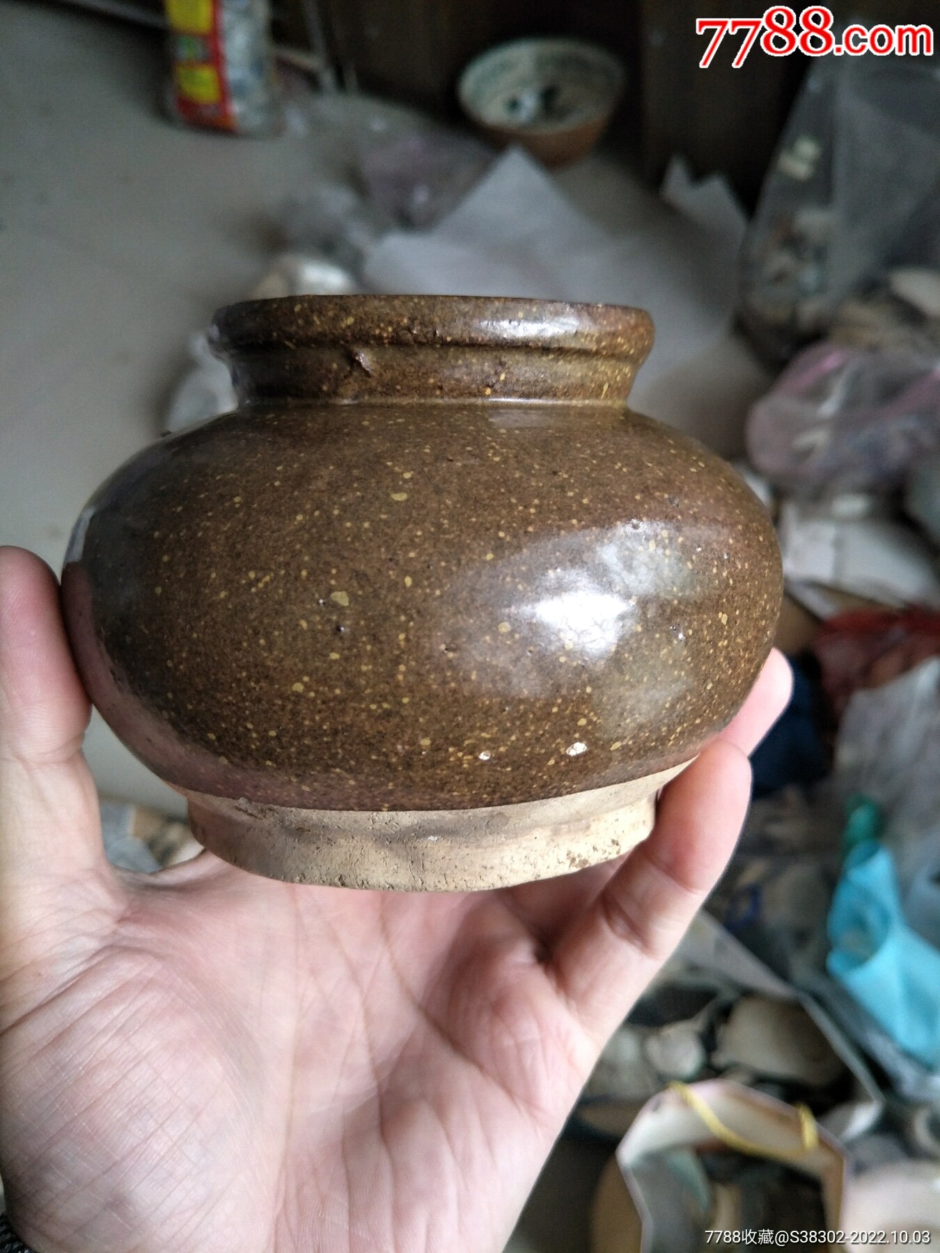 清代酱釉紫金釉罐苹果尊一枚全美品满满的大金星临清运河古玩店古陶瓷