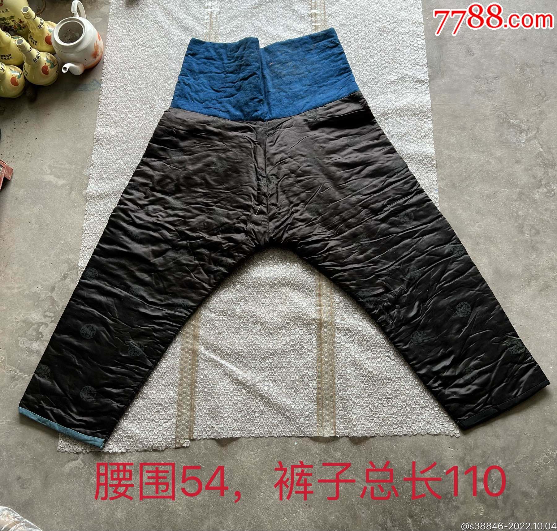 民国时期缎面提花缅裆裤棉裤大裤裆裤子_旧服饰_秦汉阁【7788商城】