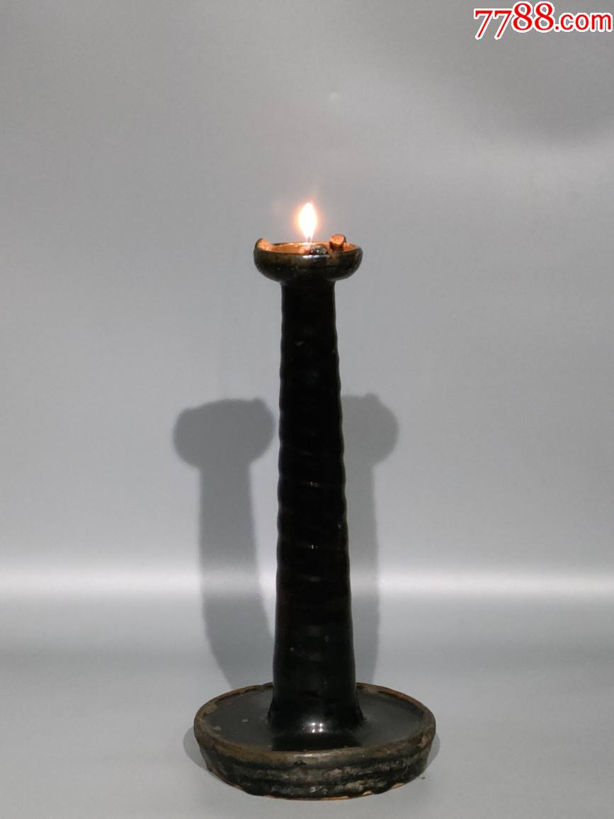 清代黑釉瓷油灯-马灯/煤油灯-7788铜镜收藏