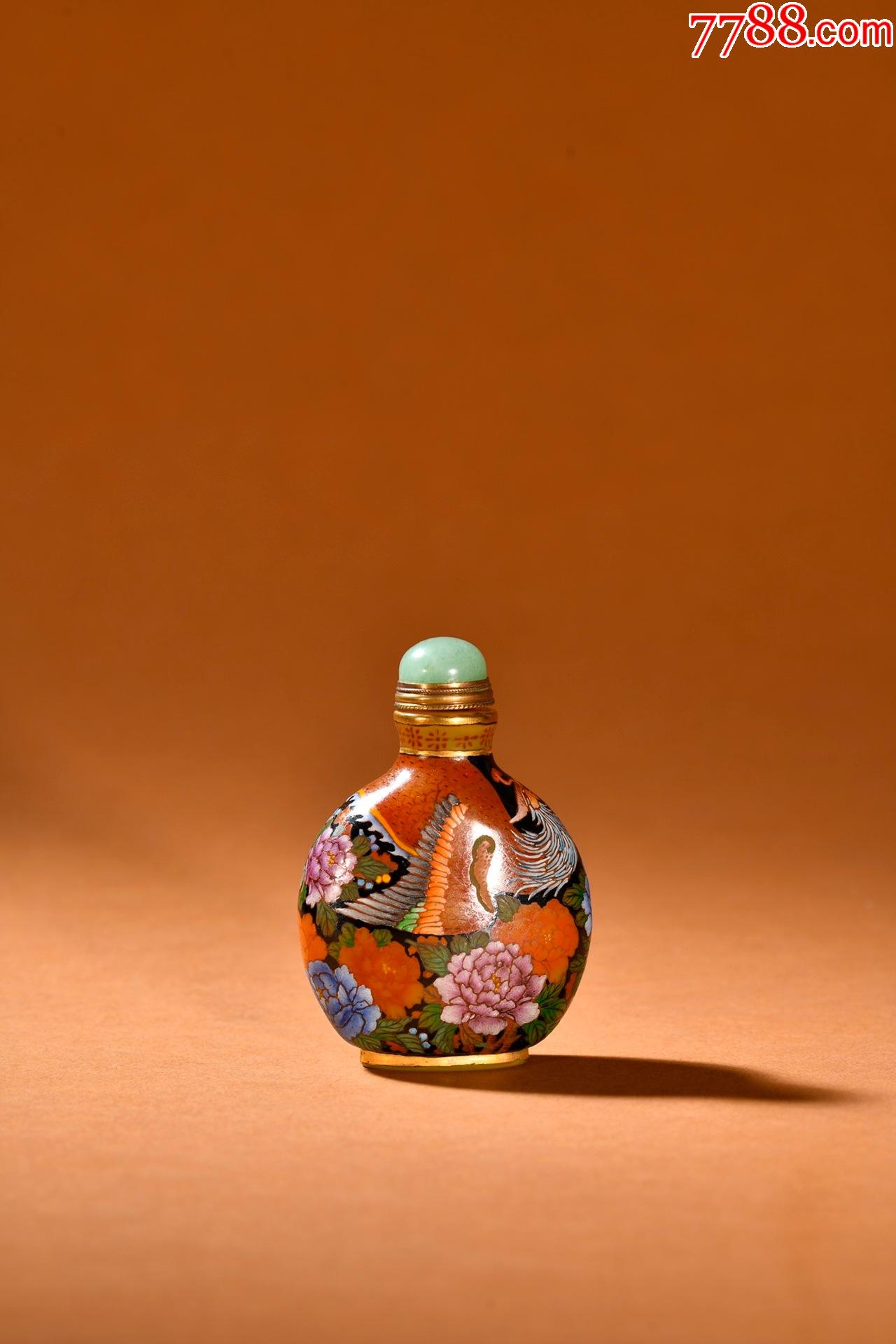 旧藏老琉璃描金珐琅彩国色天香鼻烟壶-价格:1880元-se89852048-鼻烟壶