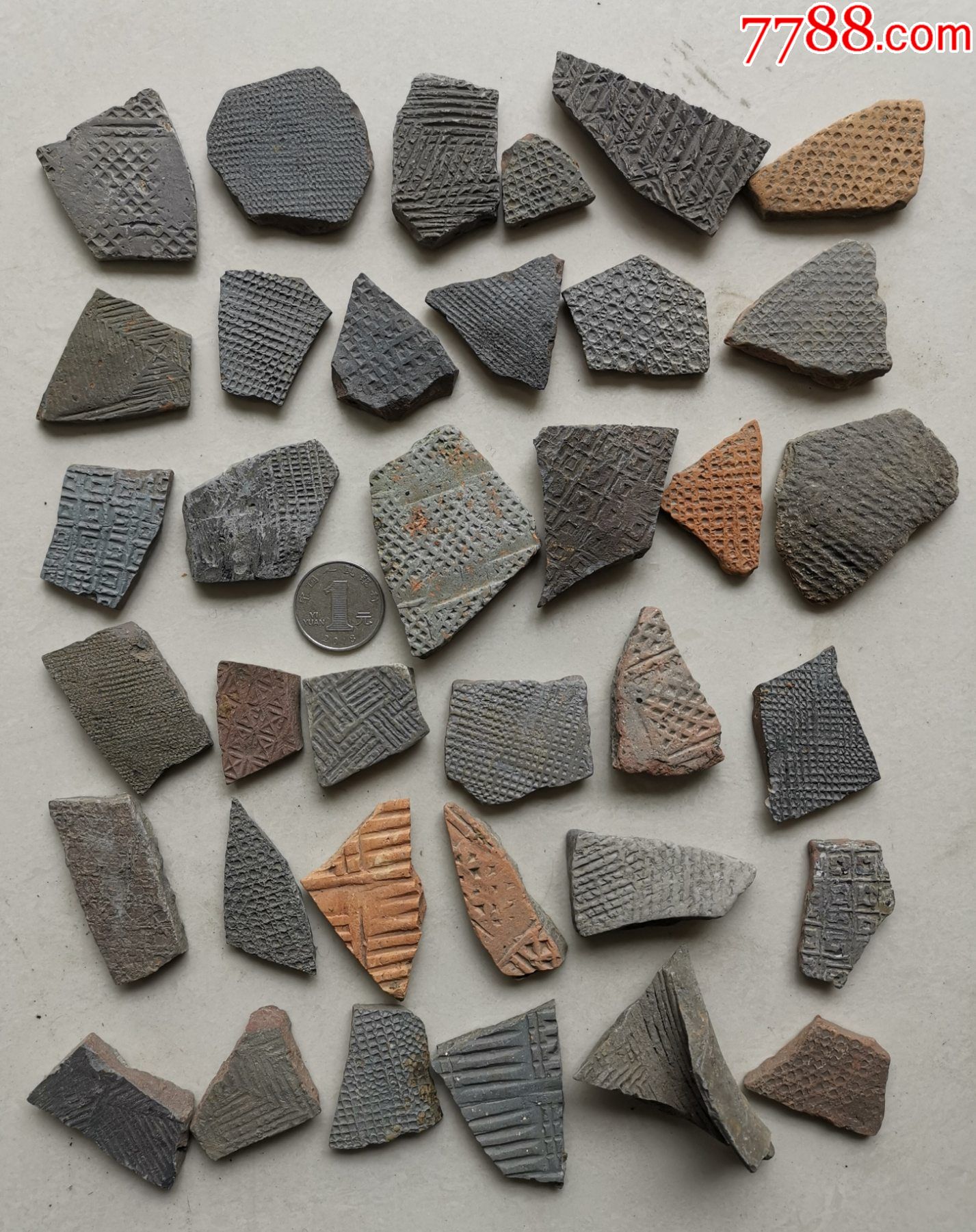 浙江嘉兴同一地点出的西周至汉代印纹硬陶_镶嵌瓷/瓷片_圆缘源【7788收藏__收藏热线】