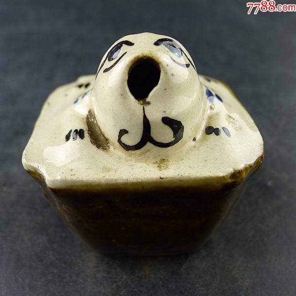 清代民国博山窑蟾蜍瓷砚滴水盂水丞文房雅玩完好无损保真保老古董古玩