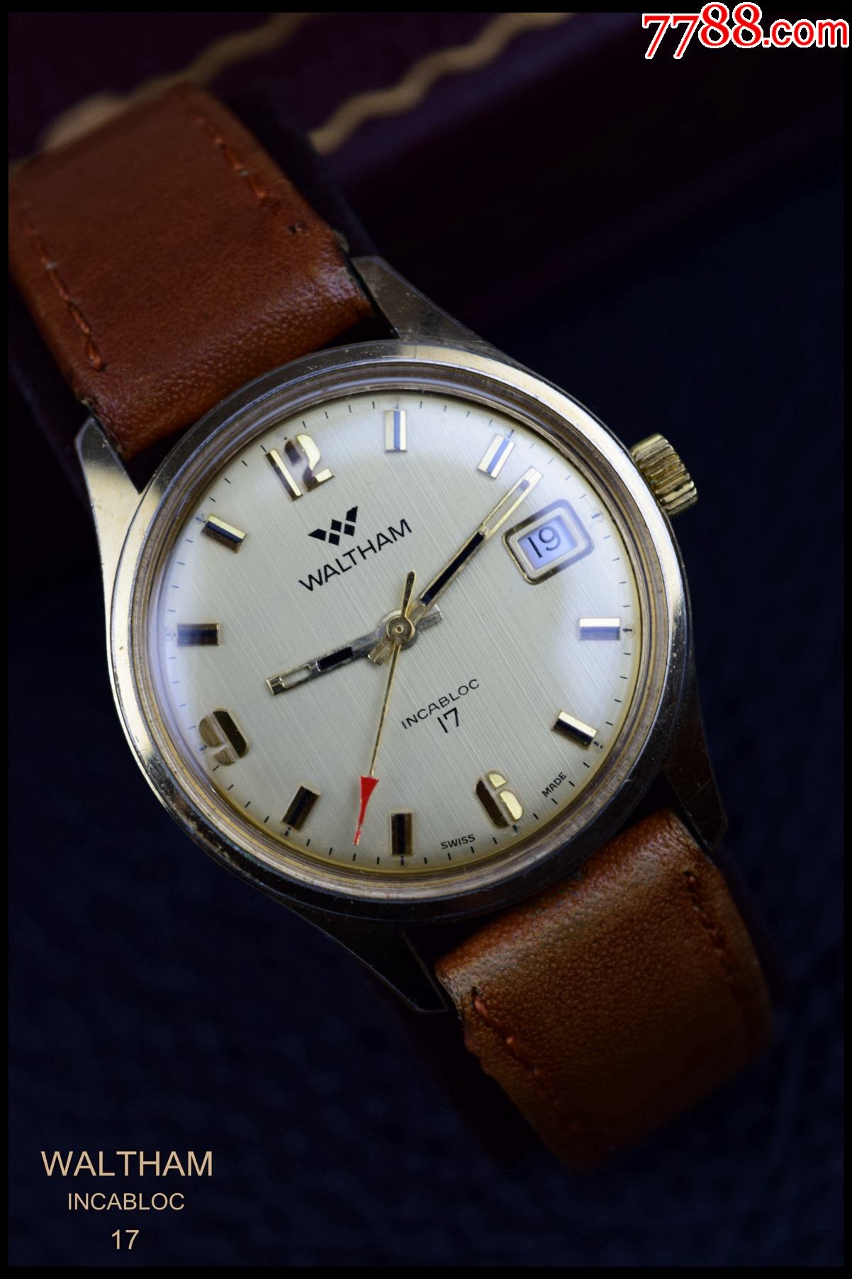 瑞士的二手表机械表手动上弦waltham华生男表17钻带日历功能良好