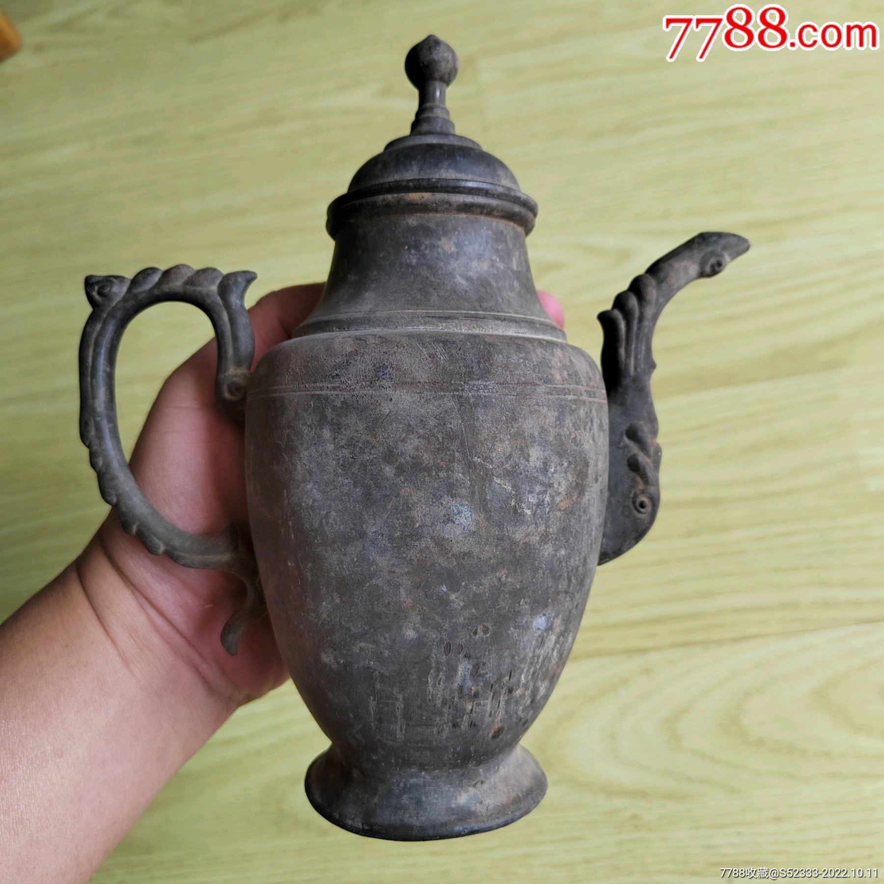 民国老锡酒壶一把_锡壶/锡器_图片欣赏_收藏价值_7788漫画原稿