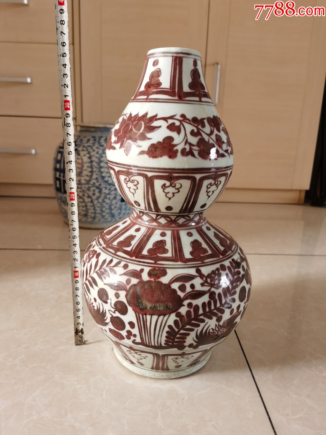 うのにもお得な 窯変元代鈞窯瓢箪花瓶- 紅釉葫芦瓶 瓢箪花器 古陶磁器