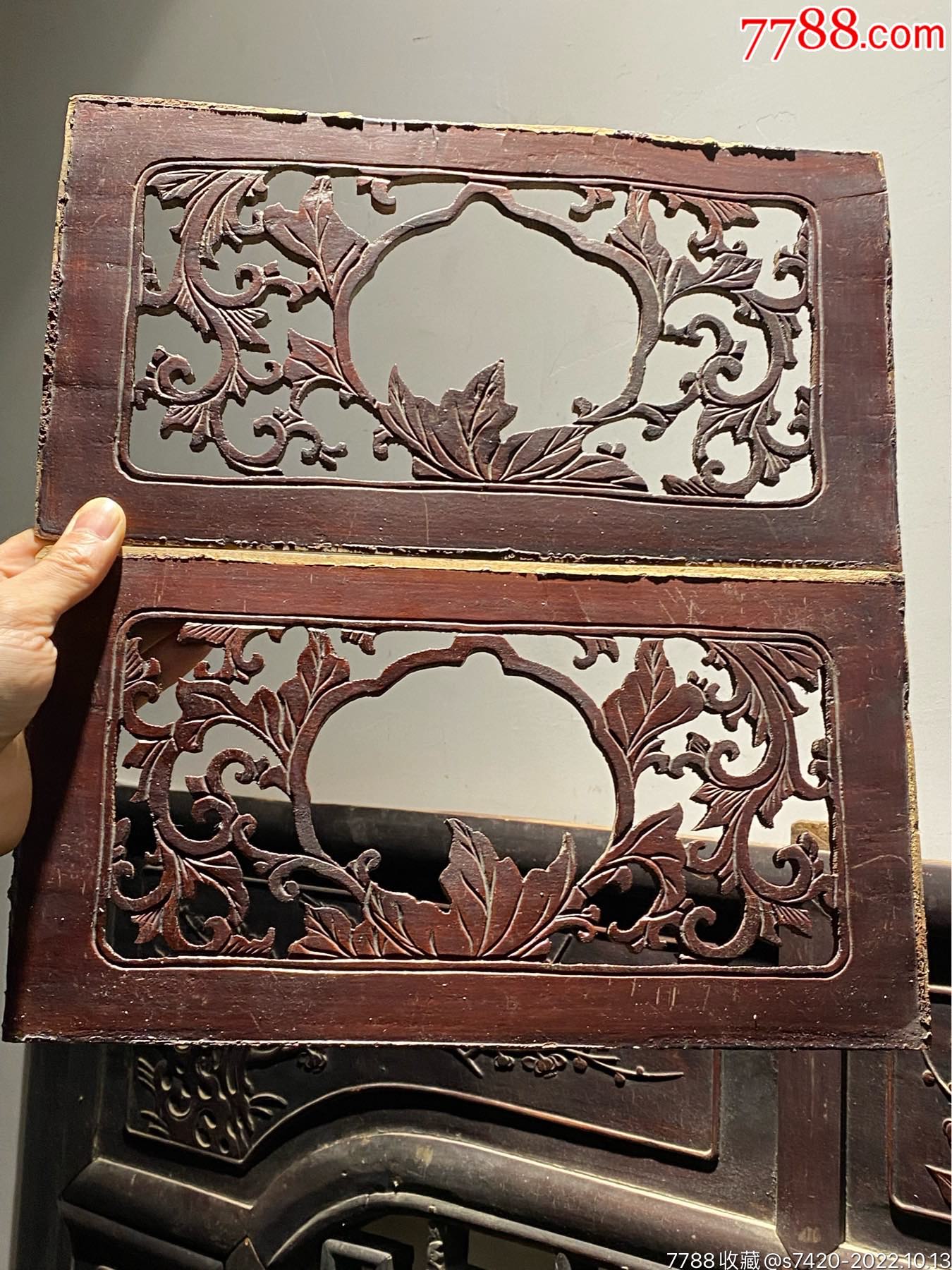 特价,清代精工透雕桃子木雕一对_木雕花板_浙江一级公路【7788收藏__收藏热线】